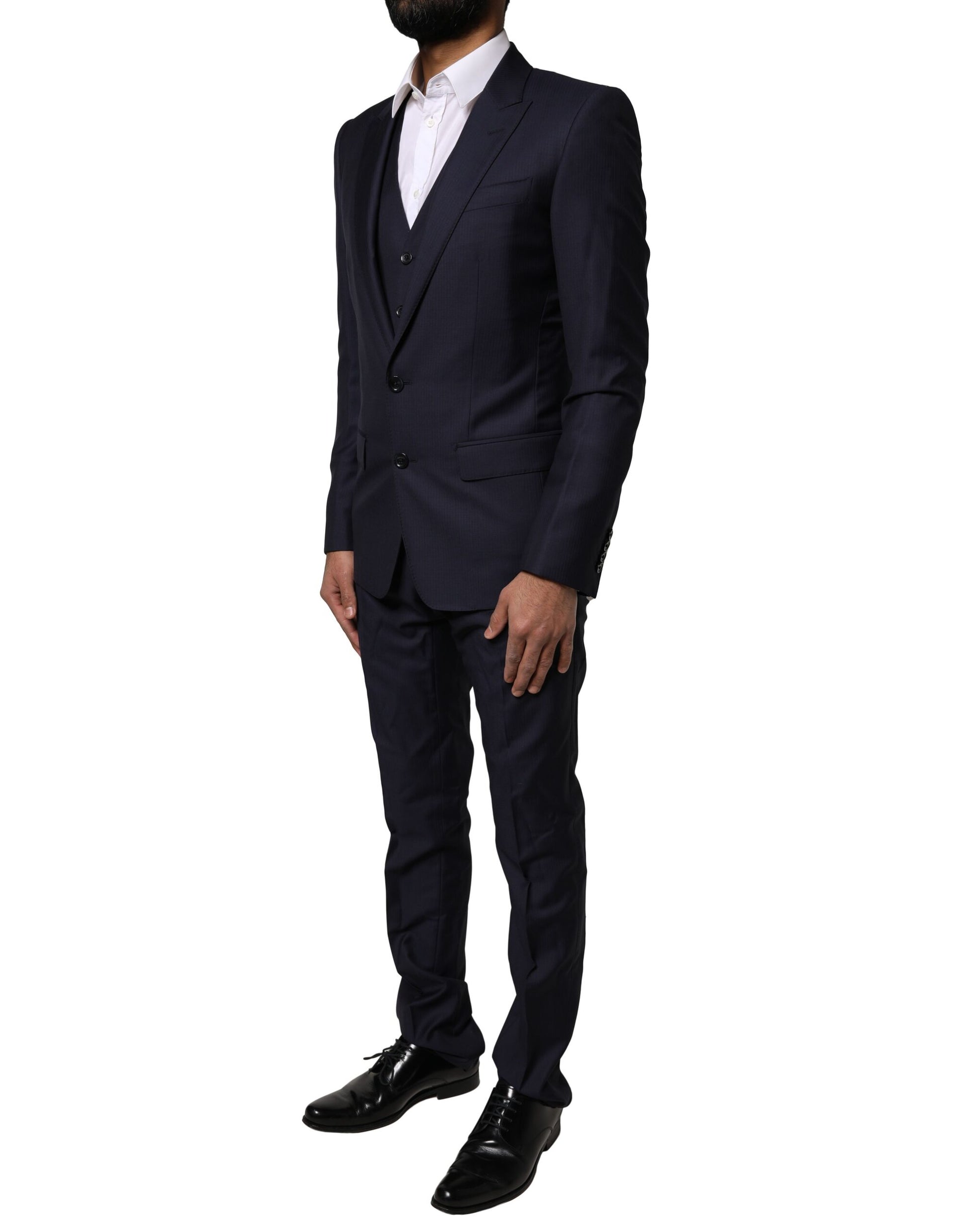 Dolce &amp; Gabbana Blauer MARTINI-Wollanzug, 3-teilig, formeller Herrenanzug