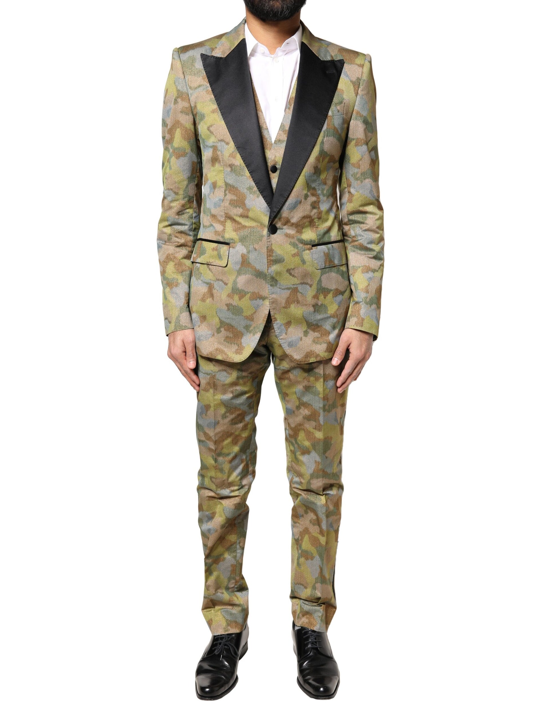Mehrfarbiger SICILIA-3-teiliger Anzug von Dolce &amp; Gabbana mit Tarnmuster