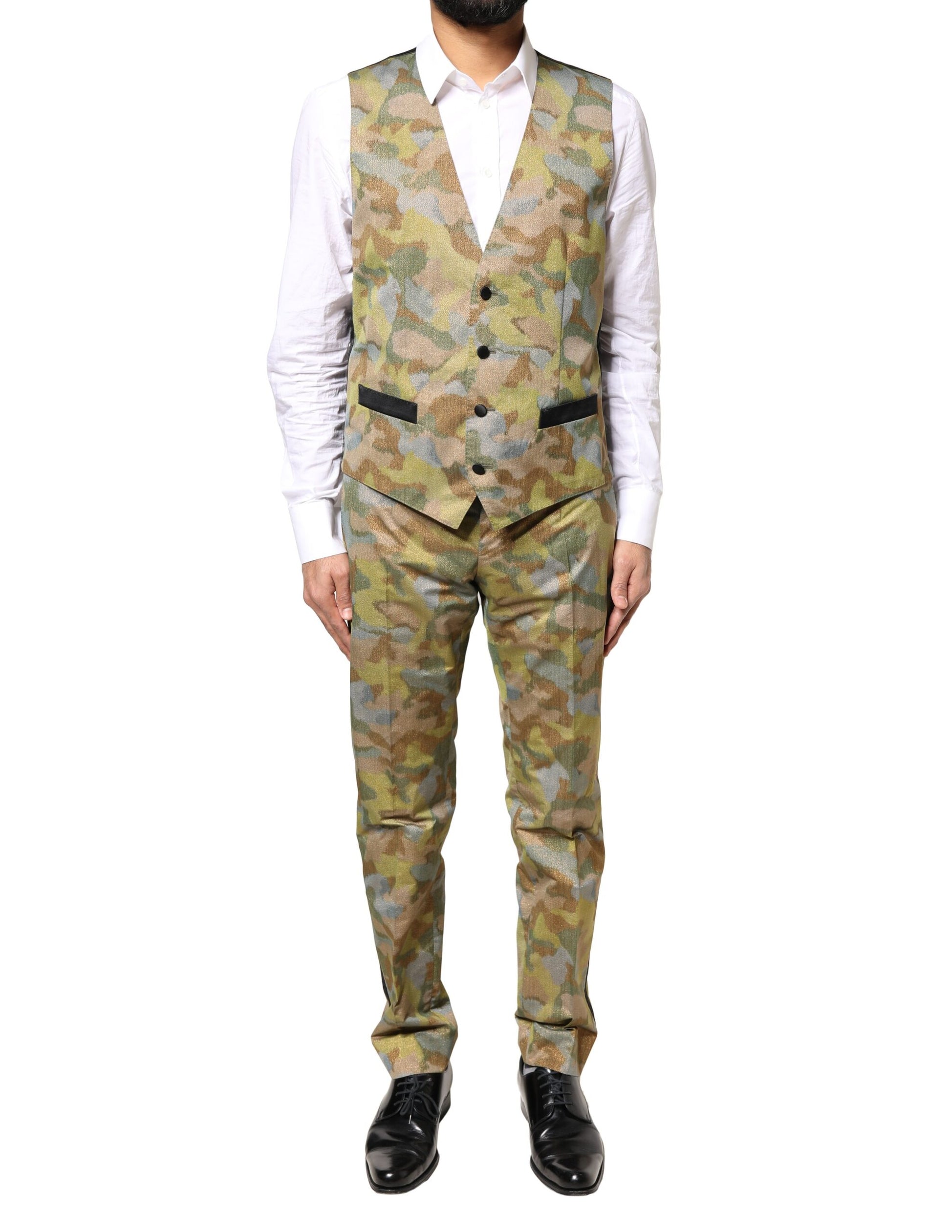 Mehrfarbiger SICILIA-3-teiliger Anzug von Dolce &amp; Gabbana mit Tarnmuster