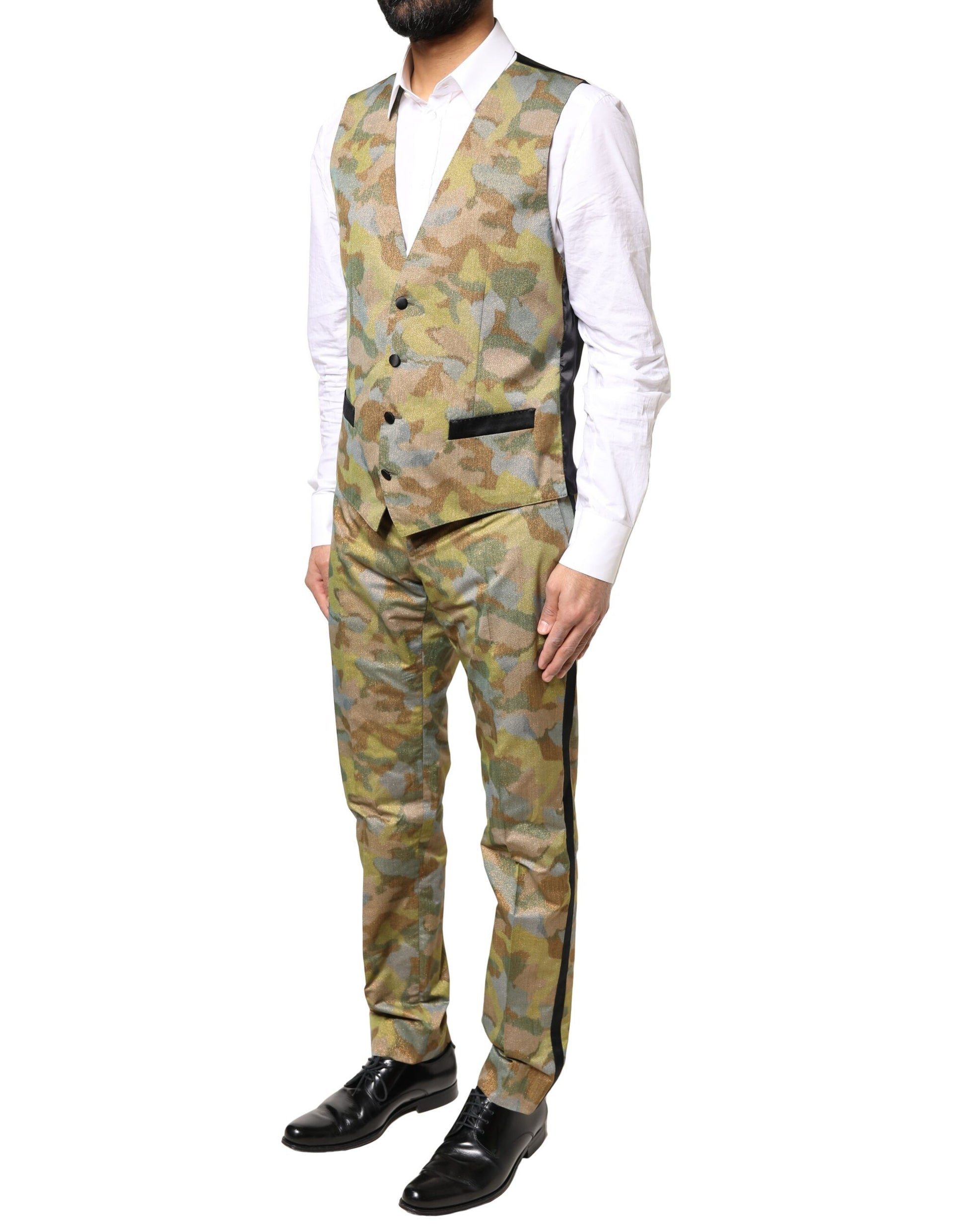 Mehrfarbiger SICILIA-3-teiliger Anzug von Dolce &amp; Gabbana mit Tarnmuster