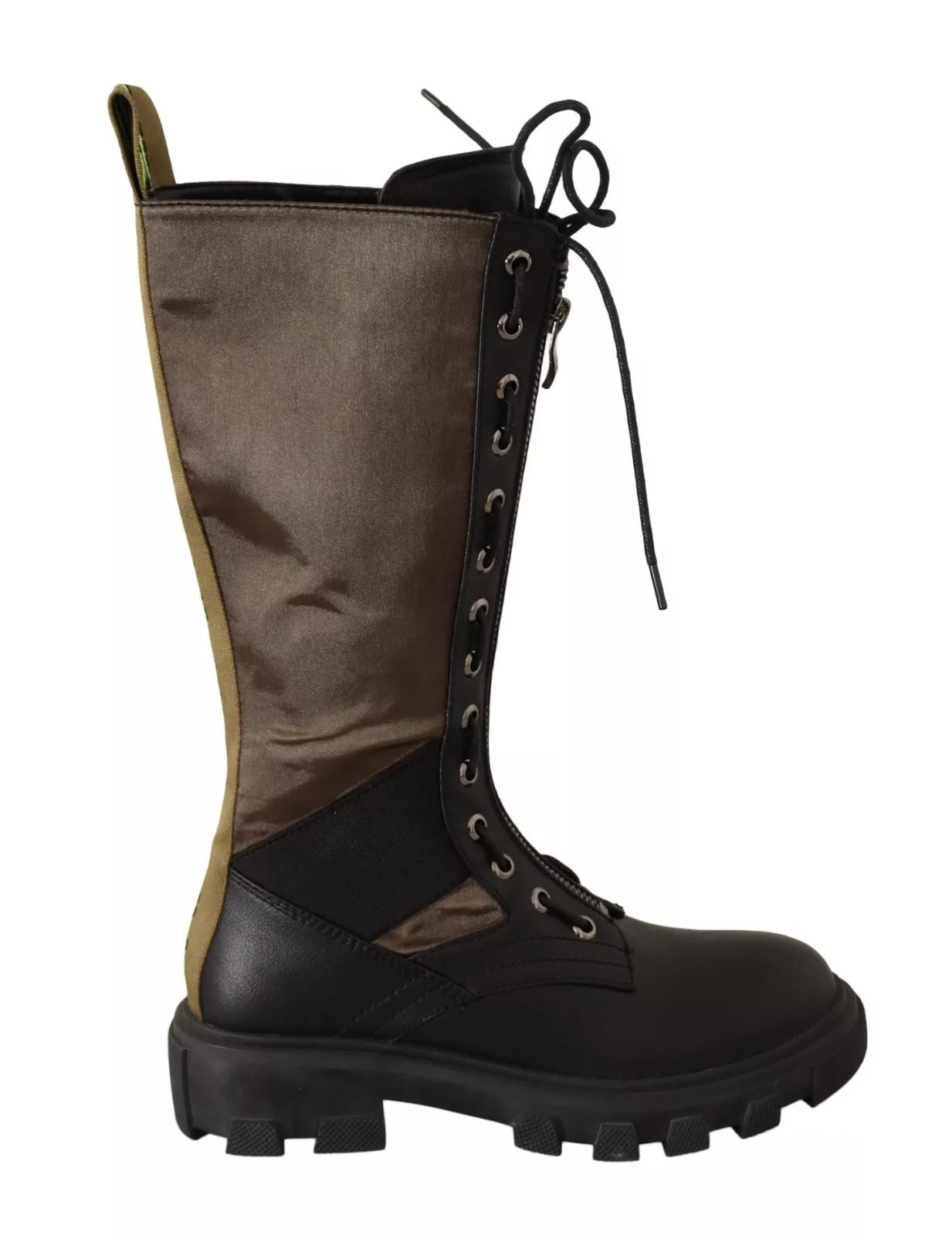 Gaelle Schwarz-Grün Hohe Kampfstiefel Schnürstiefel Militärschuhe