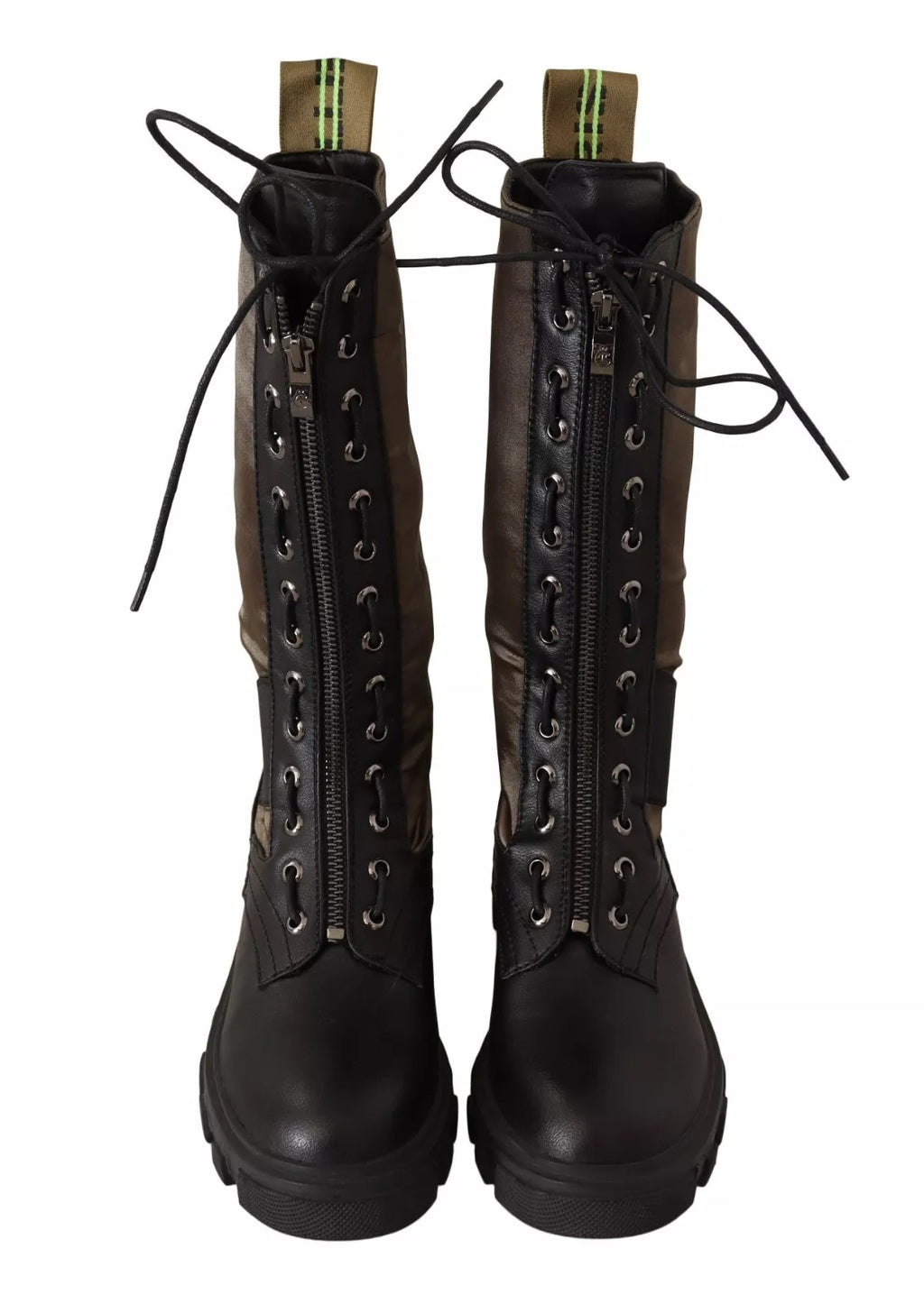 Gaelle Schwarz-Grün Hohe Kampfstiefel Schnürstiefel Militärschuhe