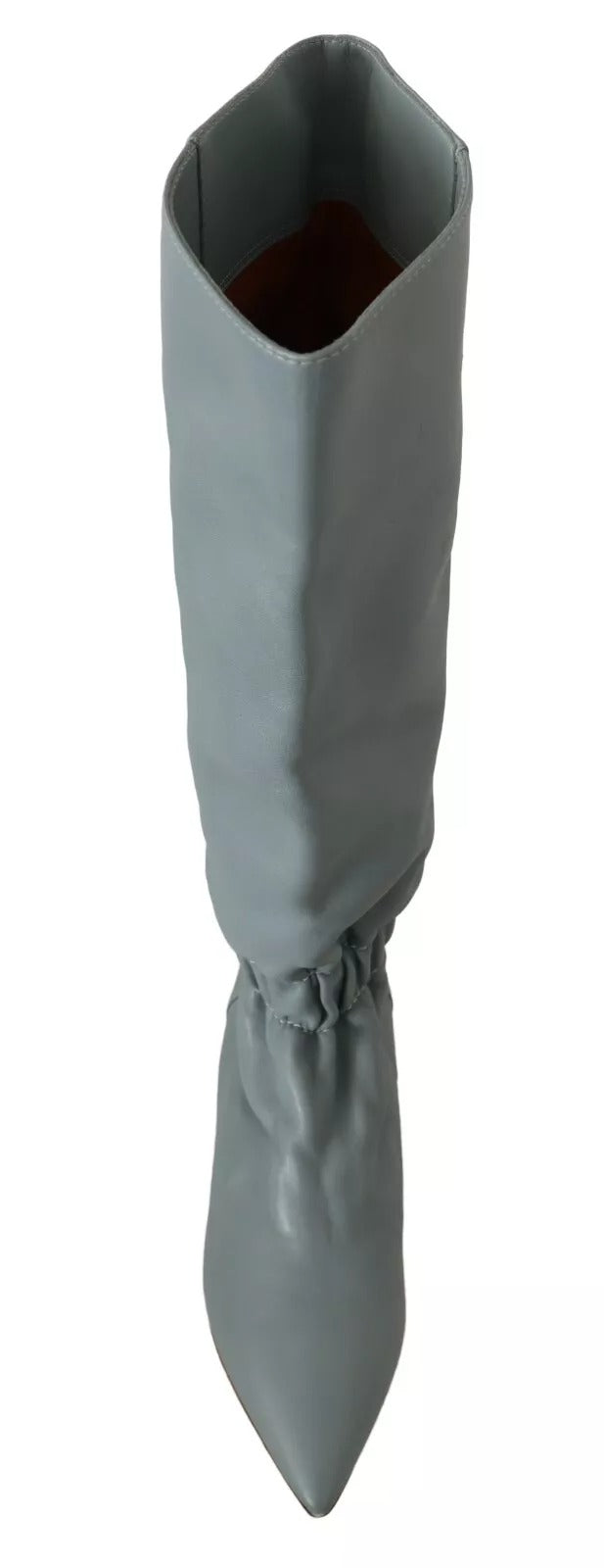 Valentino Blaue elastische Leder-Flats zum Überziehen, kniehohe Stiefel