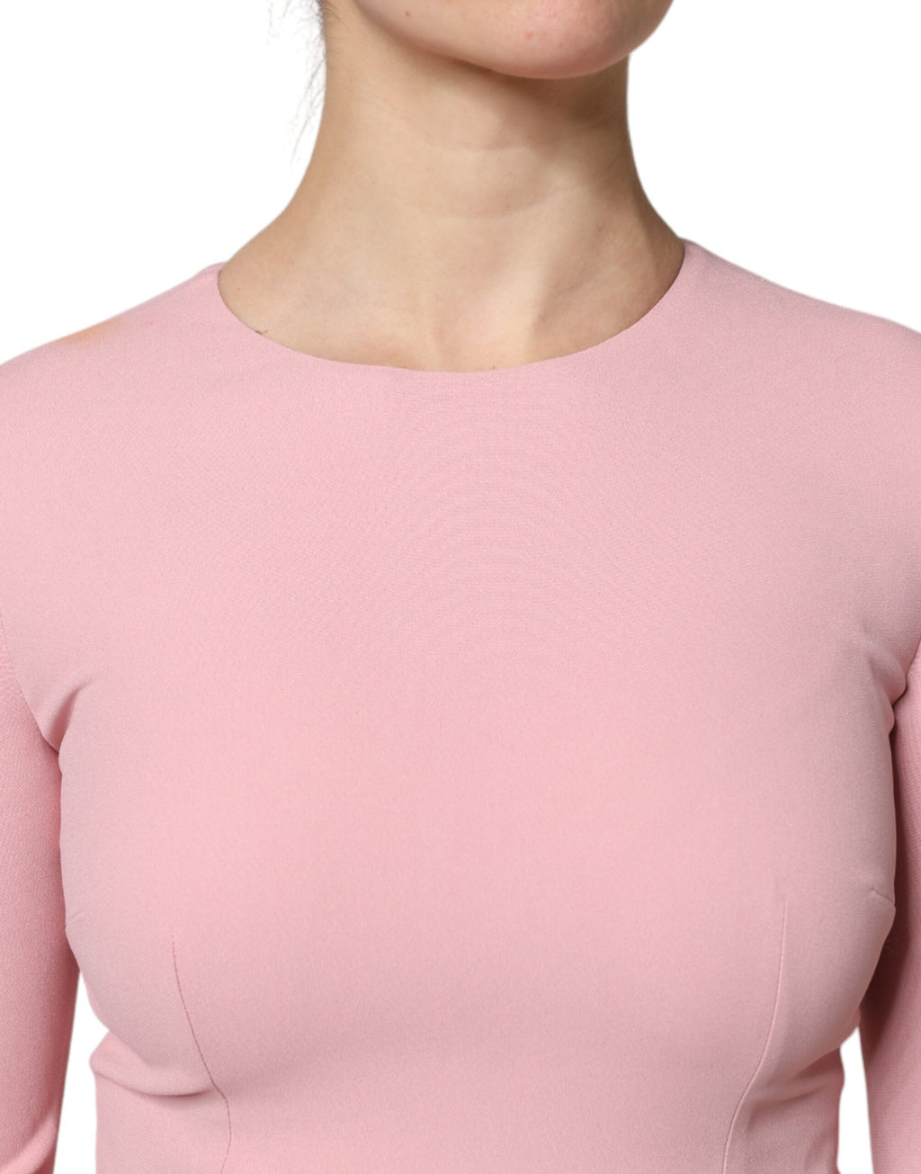 Dolce &amp; Gabbana – Rosa A-Linien-Kleid aus Viskose mit ausgestellten 3/4-Ärmeln