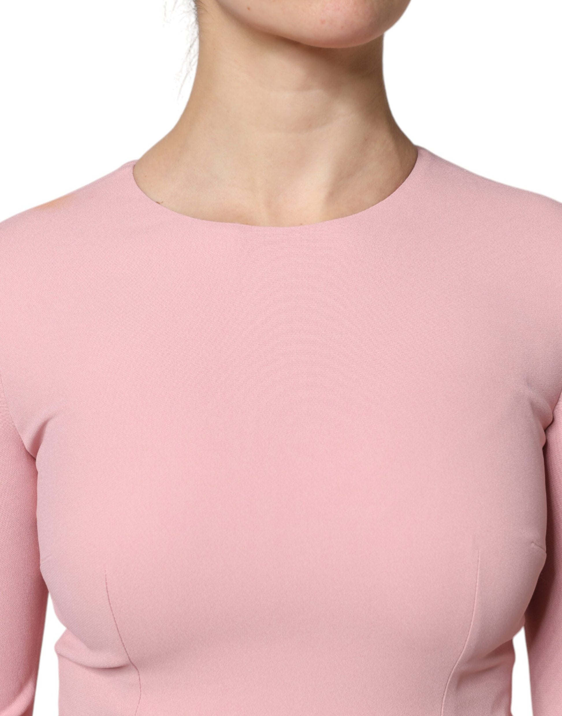 Dolce &amp; Gabbana – Rosa A-Linien-Kleid aus Viskose mit ausgestellten 3/4-Ärmeln
