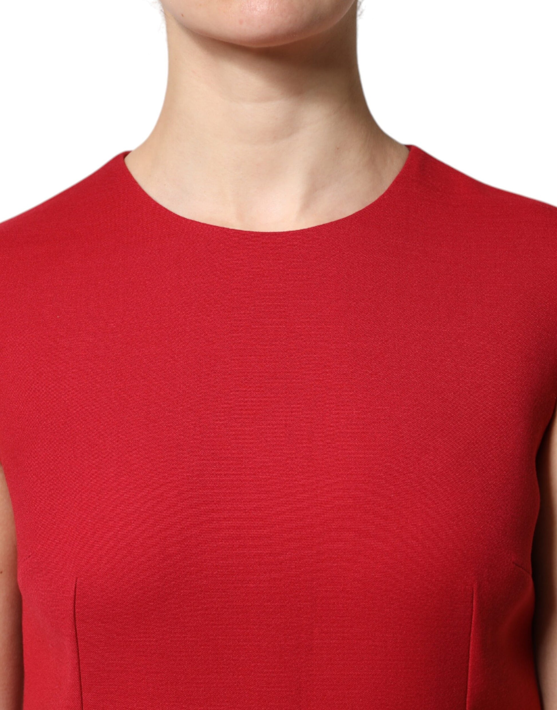 Dolce &amp; Gabbana – Ärmelloses, knielanges A-Linien-Kleid aus roter Wolle