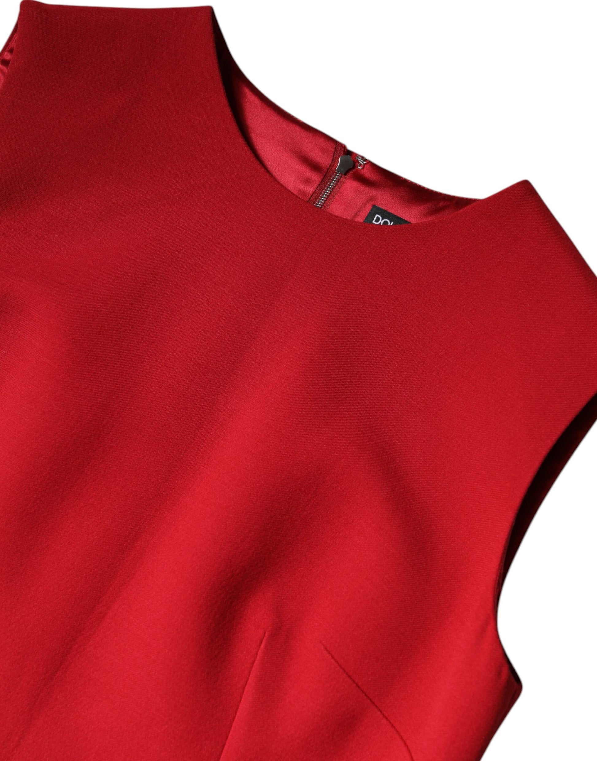 Dolce &amp; Gabbana – Ärmelloses, knielanges A-Linien-Kleid aus roter Wolle