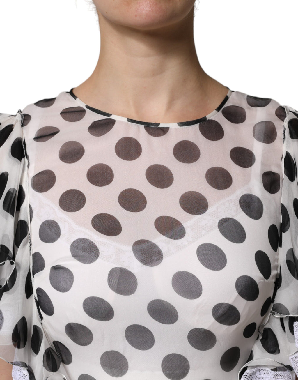 Dolce &amp; Gabbana – A-Linien-Kleid aus Seidenmischung mit weißen Punkten