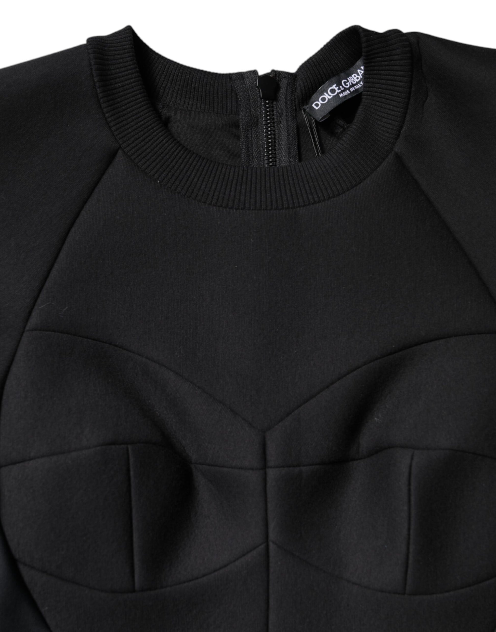 Dolce &amp; Gabbana – Schwarzes, langärmliges Minikleid in A-Linie aus Baumwolle