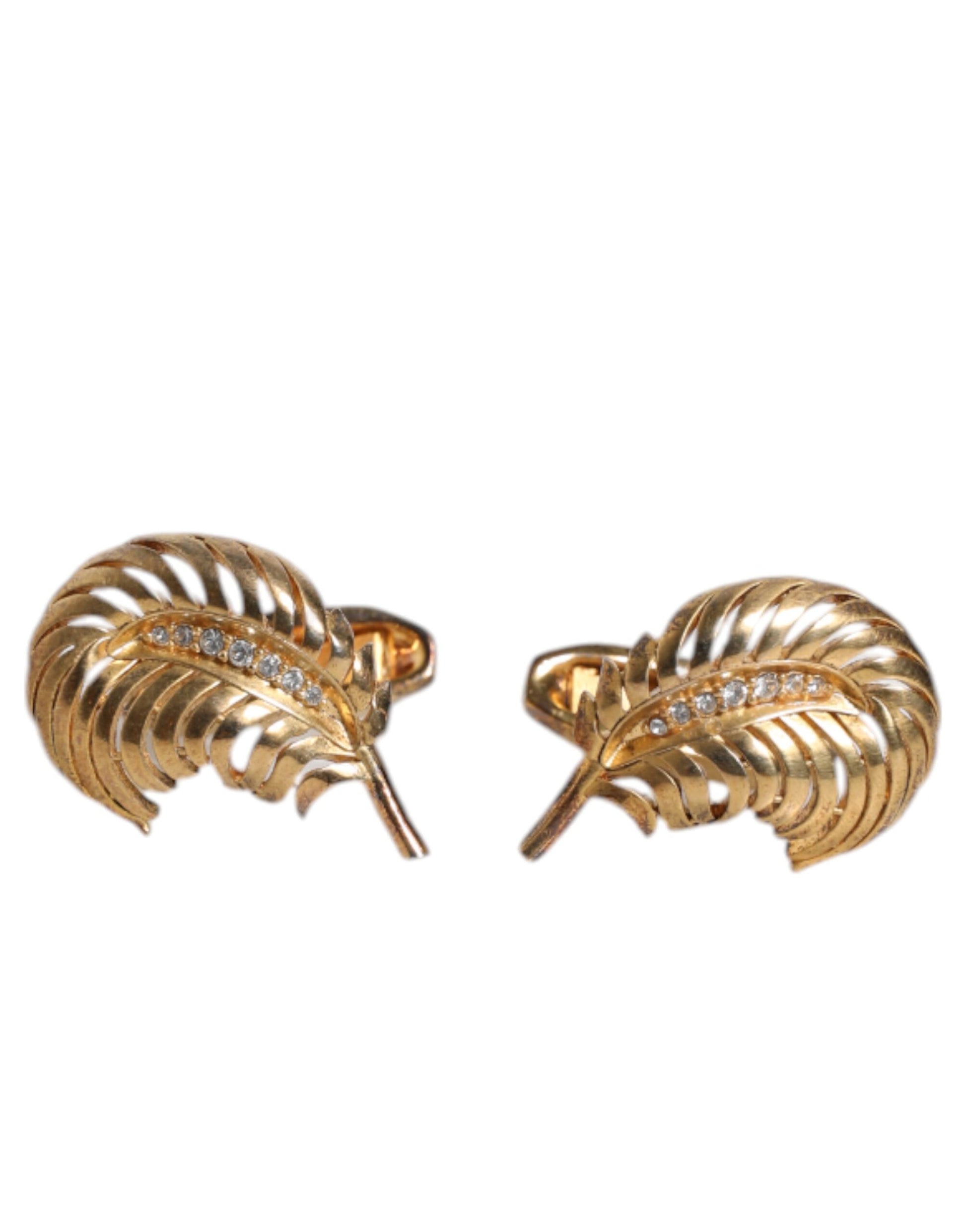 Dolce &amp; Gabbana Manschettenknopf aus 925er Sterlingsilber mit Kristallblatt-Motiv
