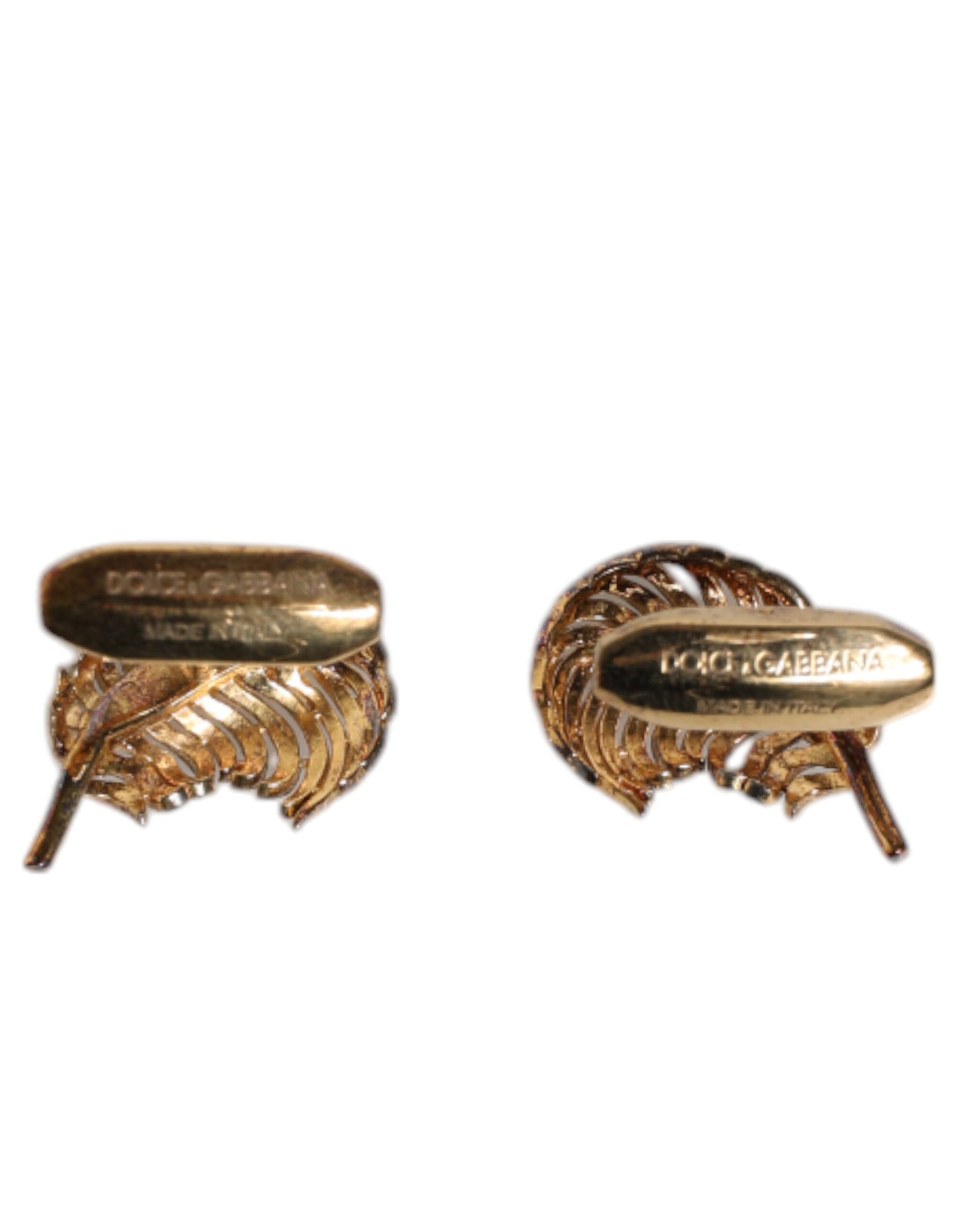 Dolce &amp; Gabbana Manschettenknopf aus 925er Sterlingsilber mit Kristallblatt-Motiv