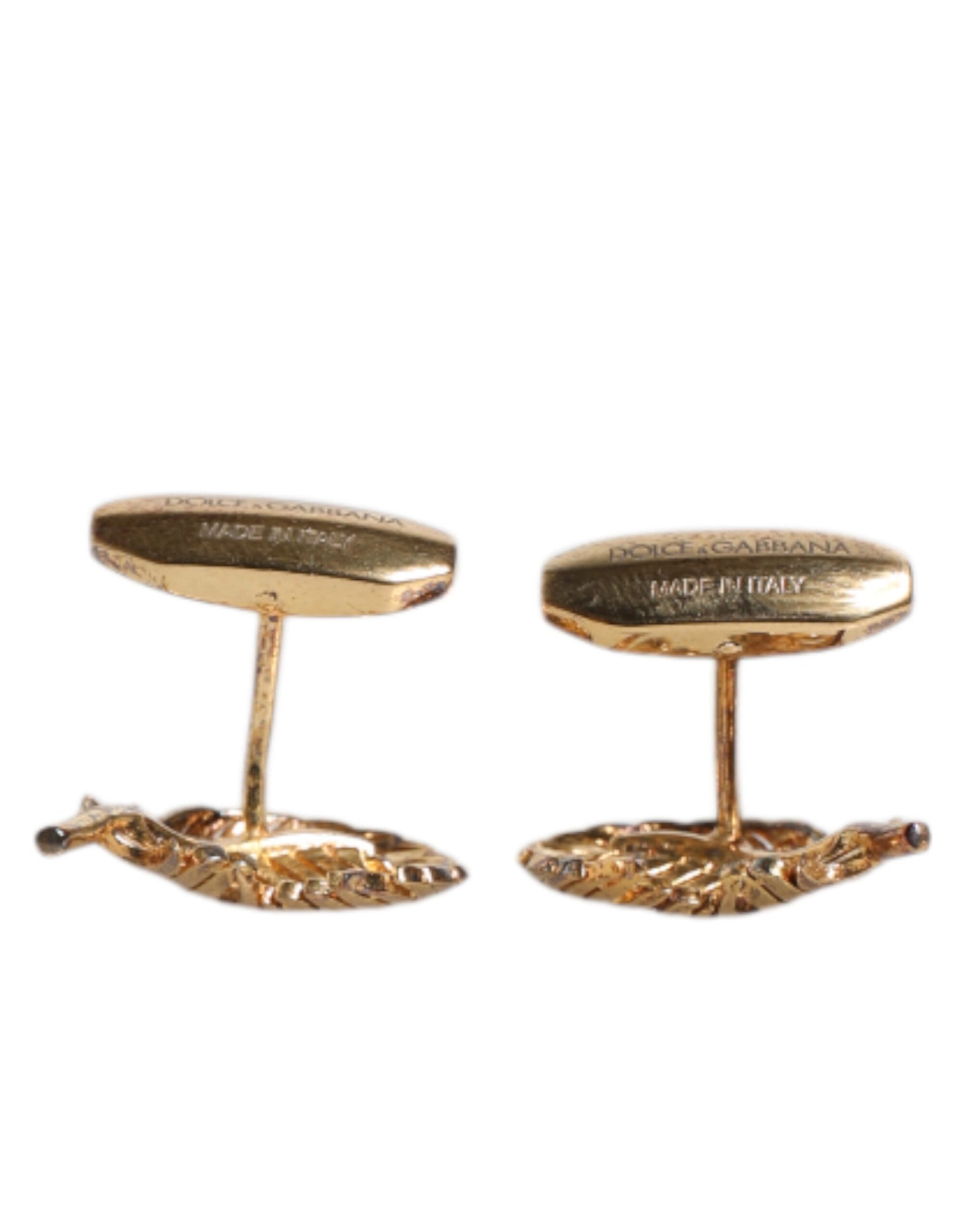 Dolce &amp; Gabbana Manschettenknopf aus 925er Sterlingsilber mit Kristallblatt-Motiv