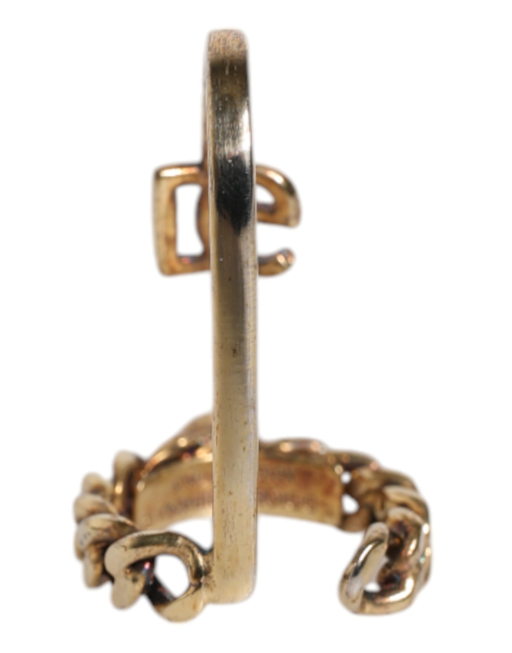 Dolce &amp; Gabbana – Verstellbarer Ring in Gold mit eingraviertem Logo und klaren Kristallen
