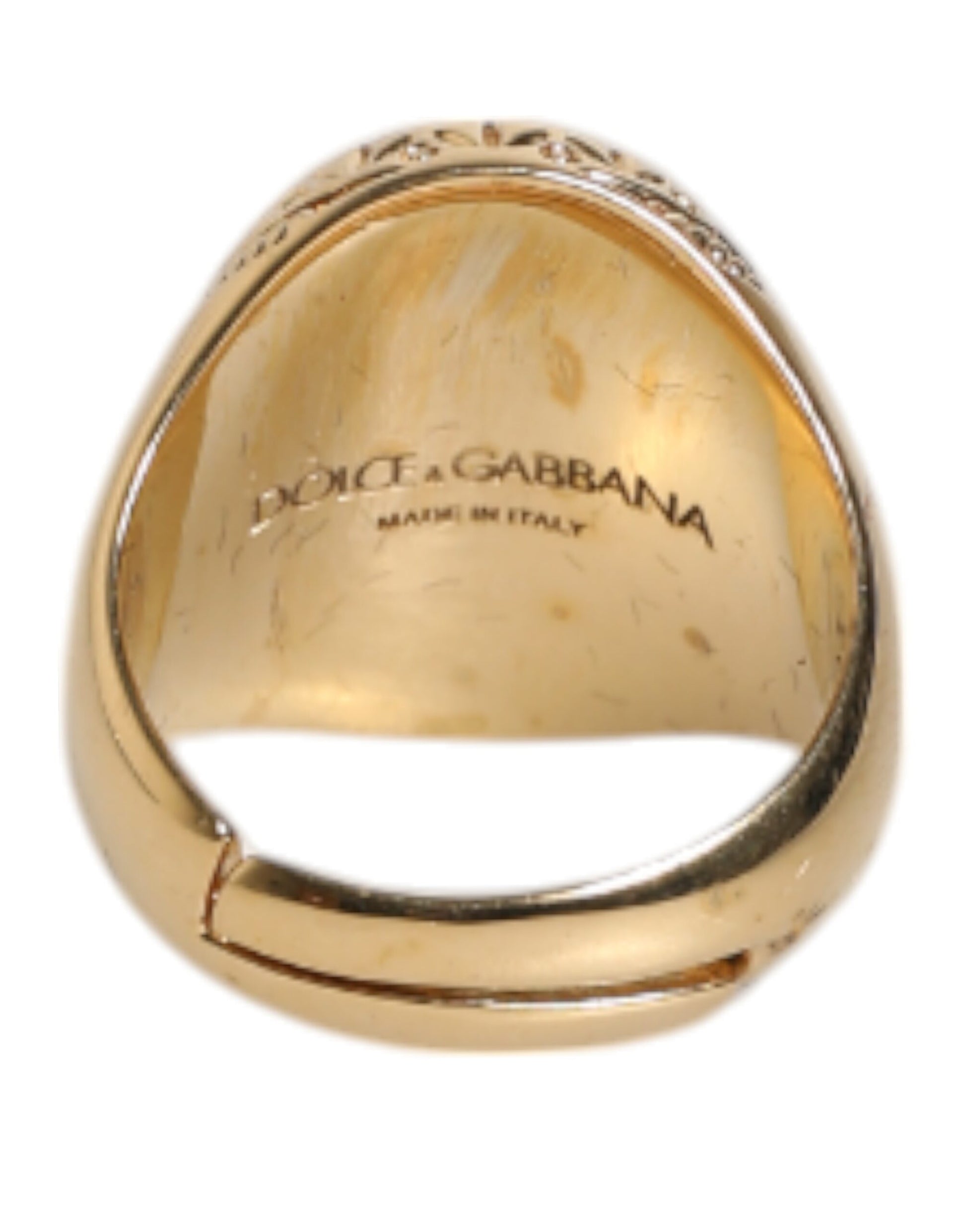 Dolce &amp; Gabbana – Goldfarbener, zweifarbiger Schmuckring mit eingraviertem Logo