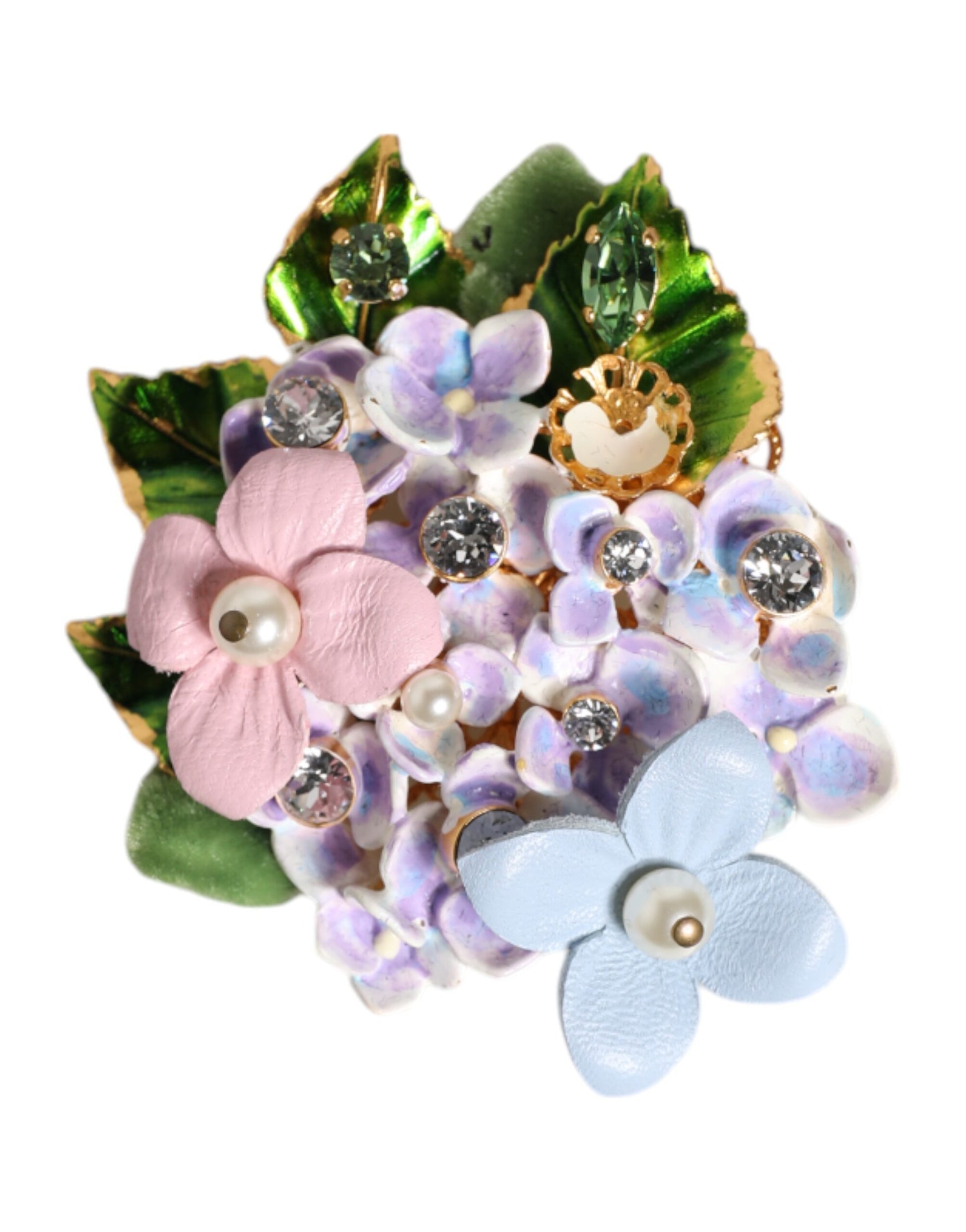 Dolce &amp; Gabbana – Mehrfarbige Brosche mit floralen Kristallen, Perlen und Emaille-Akzenten