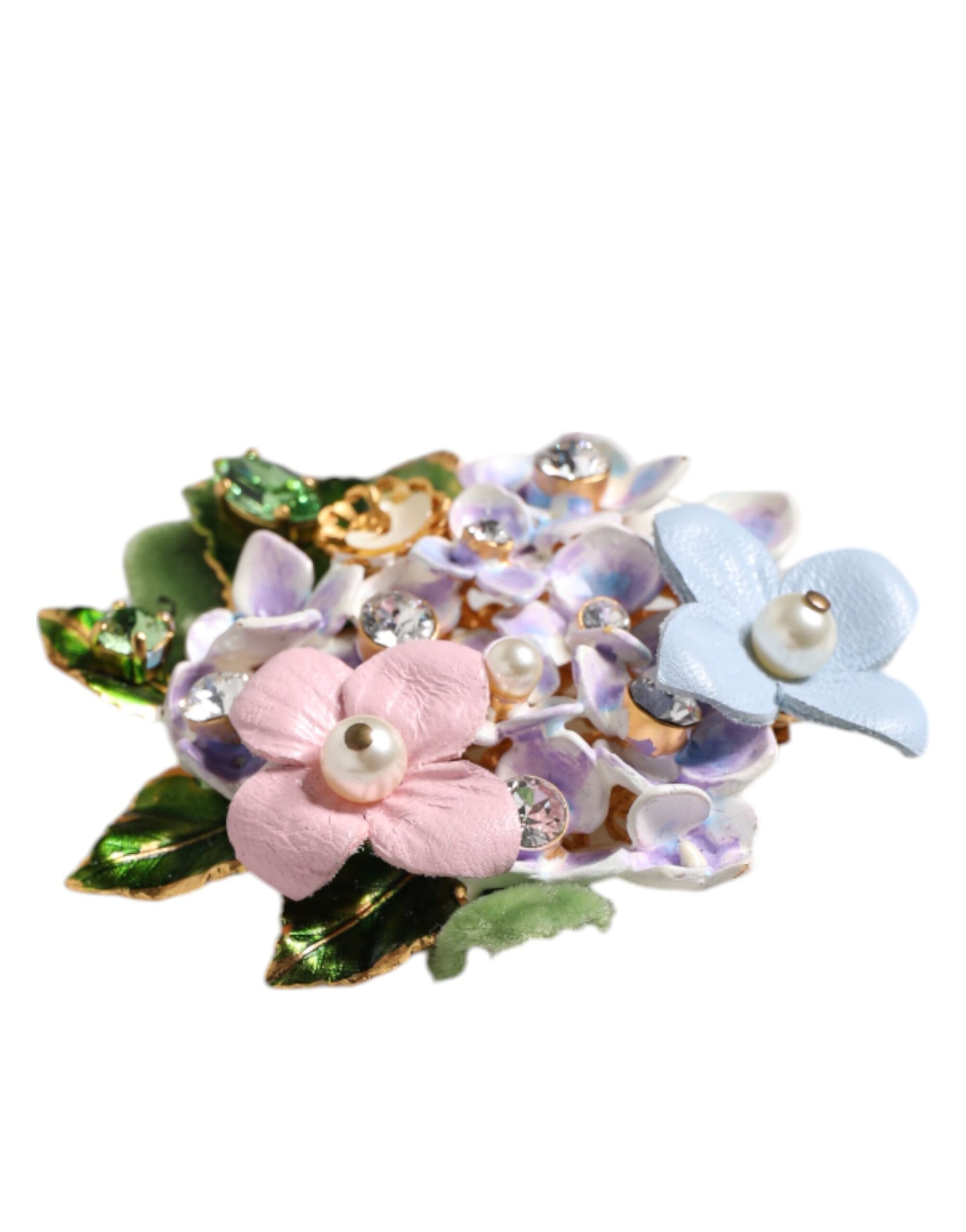 Dolce &amp; Gabbana – Mehrfarbige Brosche mit floralen Kristallen, Perlen und Emaille-Akzenten