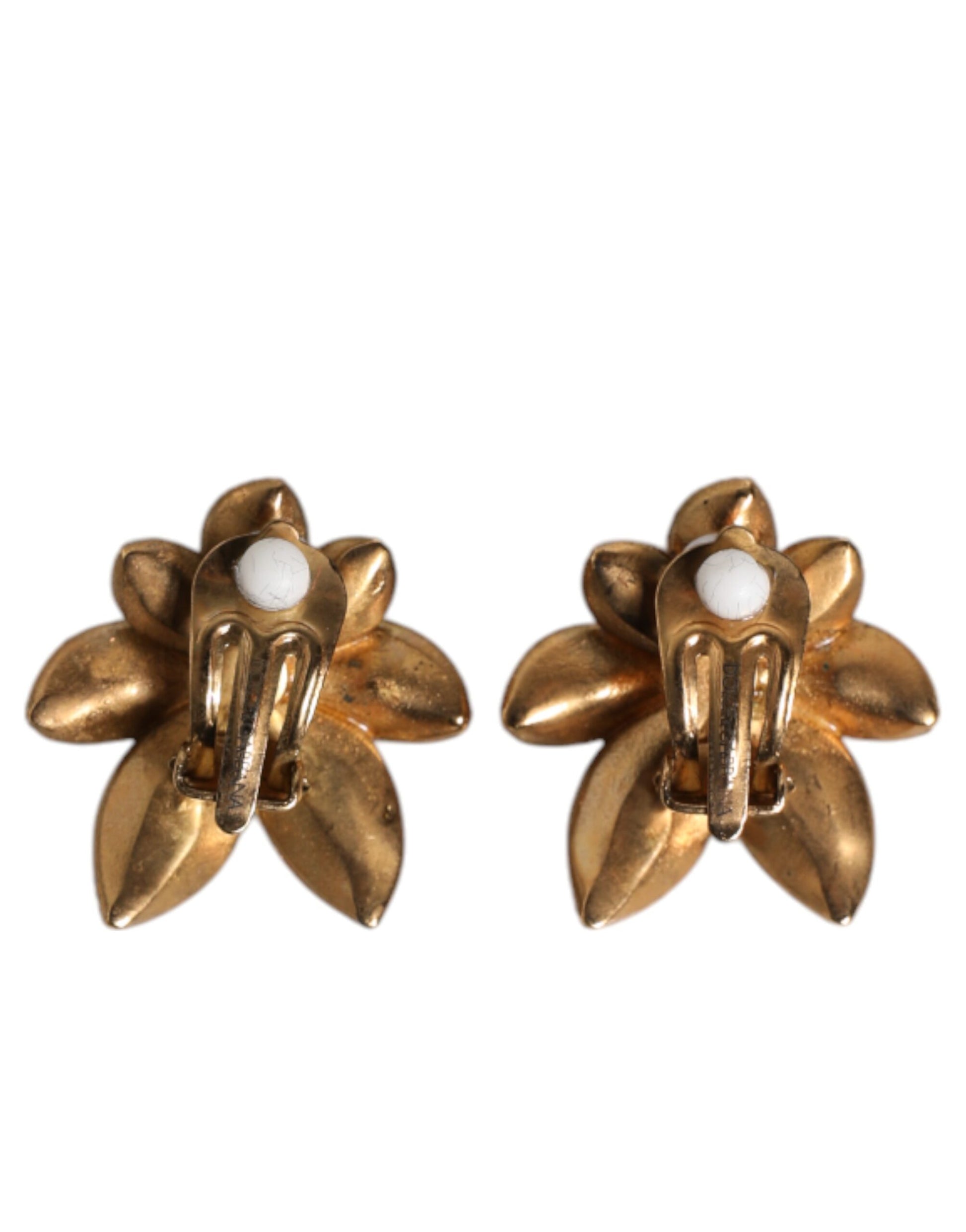 Dolce &amp; Gabbana – Ohrclips aus goldenem Messing mit violetten, blumenförmigen Kristallen