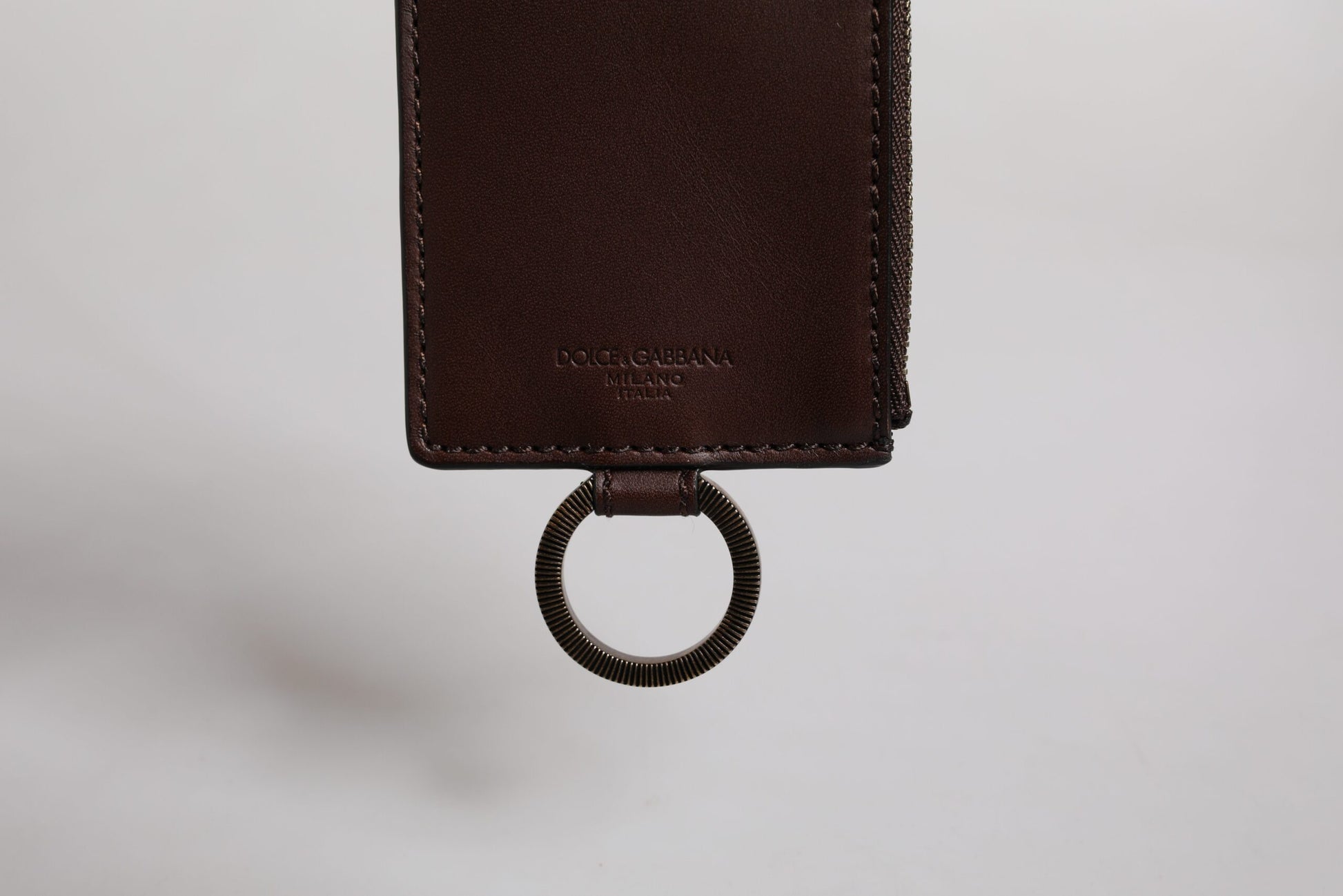 Dolce &amp; Gabbana – Kartenetui mit Logo und Lanyard aus braunem Kalbsleder