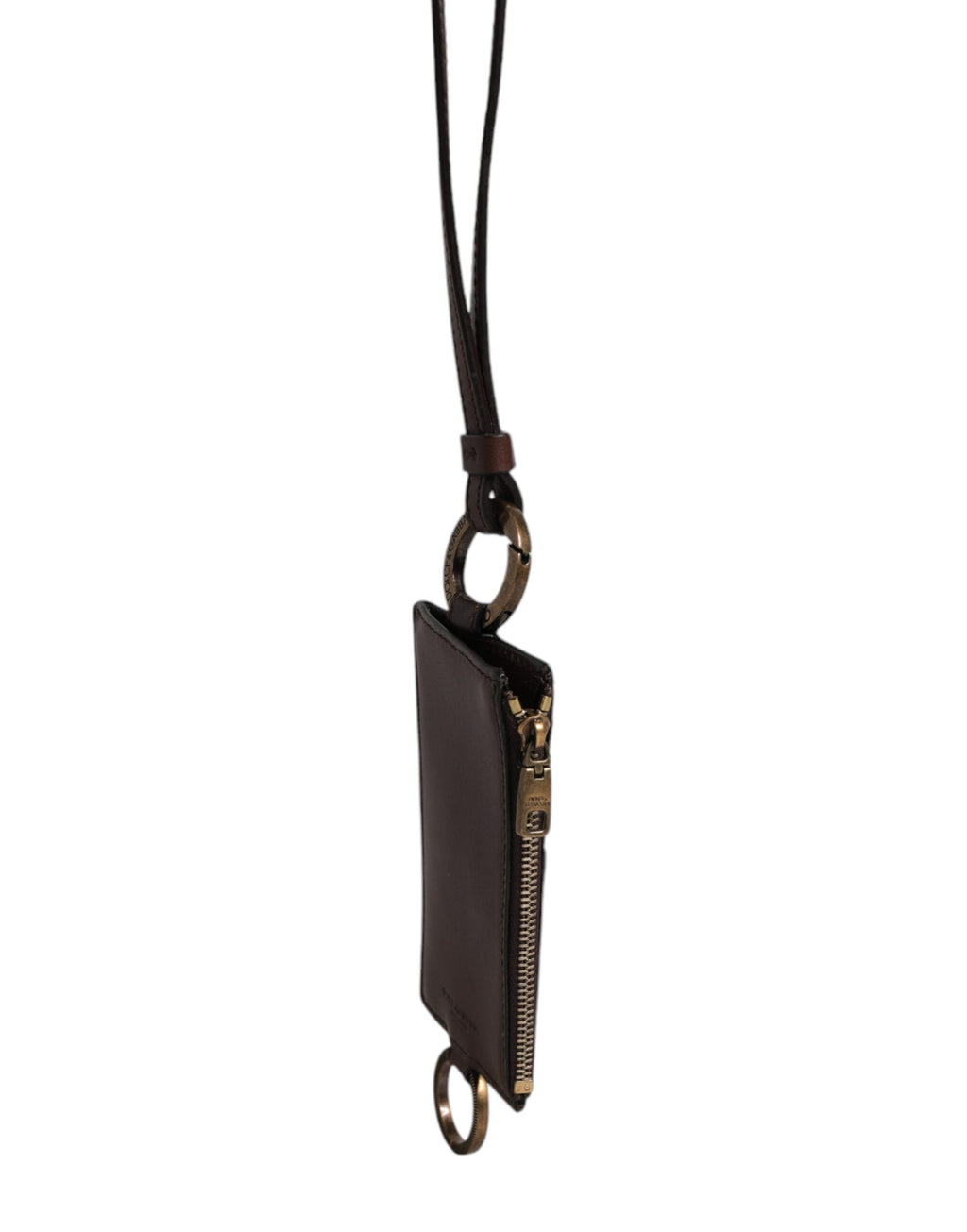 Dolce &amp; Gabbana – Kartenetui mit Logo und Lanyard aus braunem Kalbsleder
