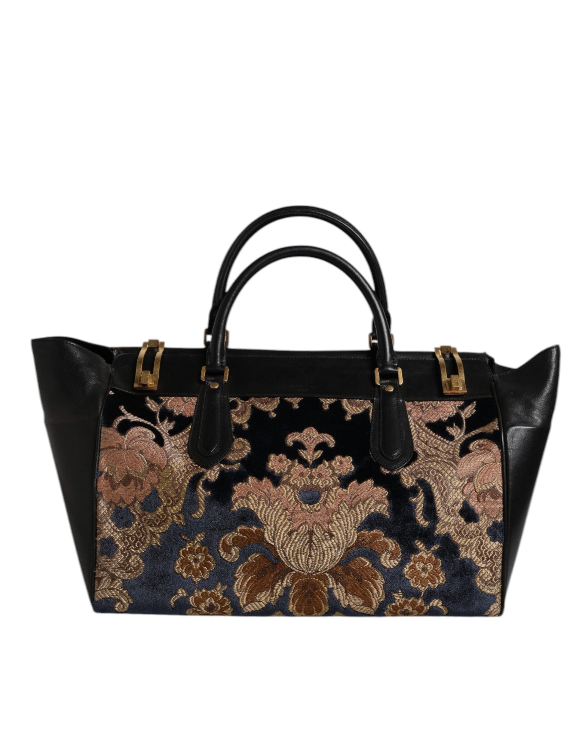 Dolce &amp; Gabbana Schwarze Jacquard-Handtasche mit Blumenmuster, Schultertasche
