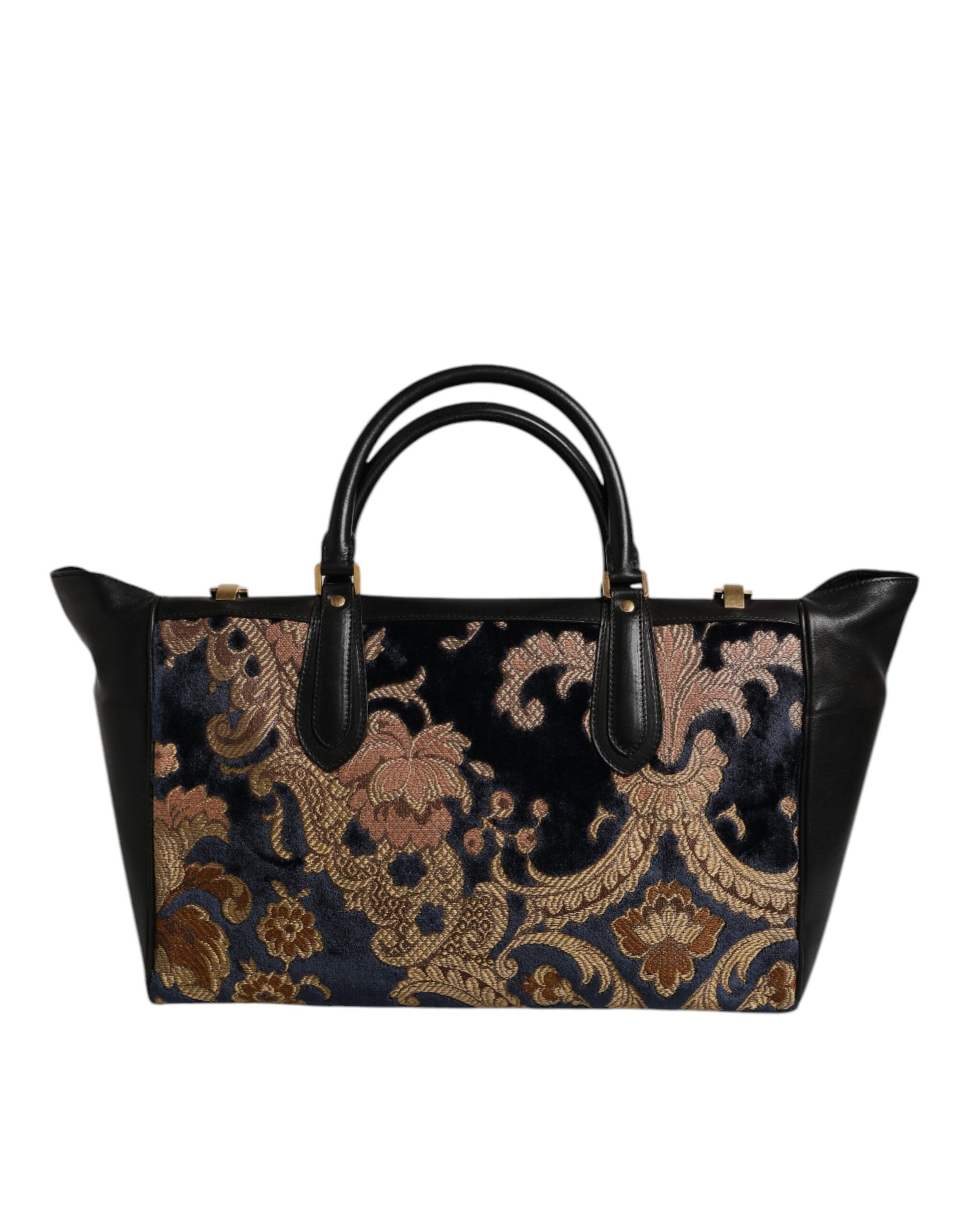 Dolce &amp; Gabbana Schwarze Jacquard-Handtasche mit Blumenmuster, Schultertasche
