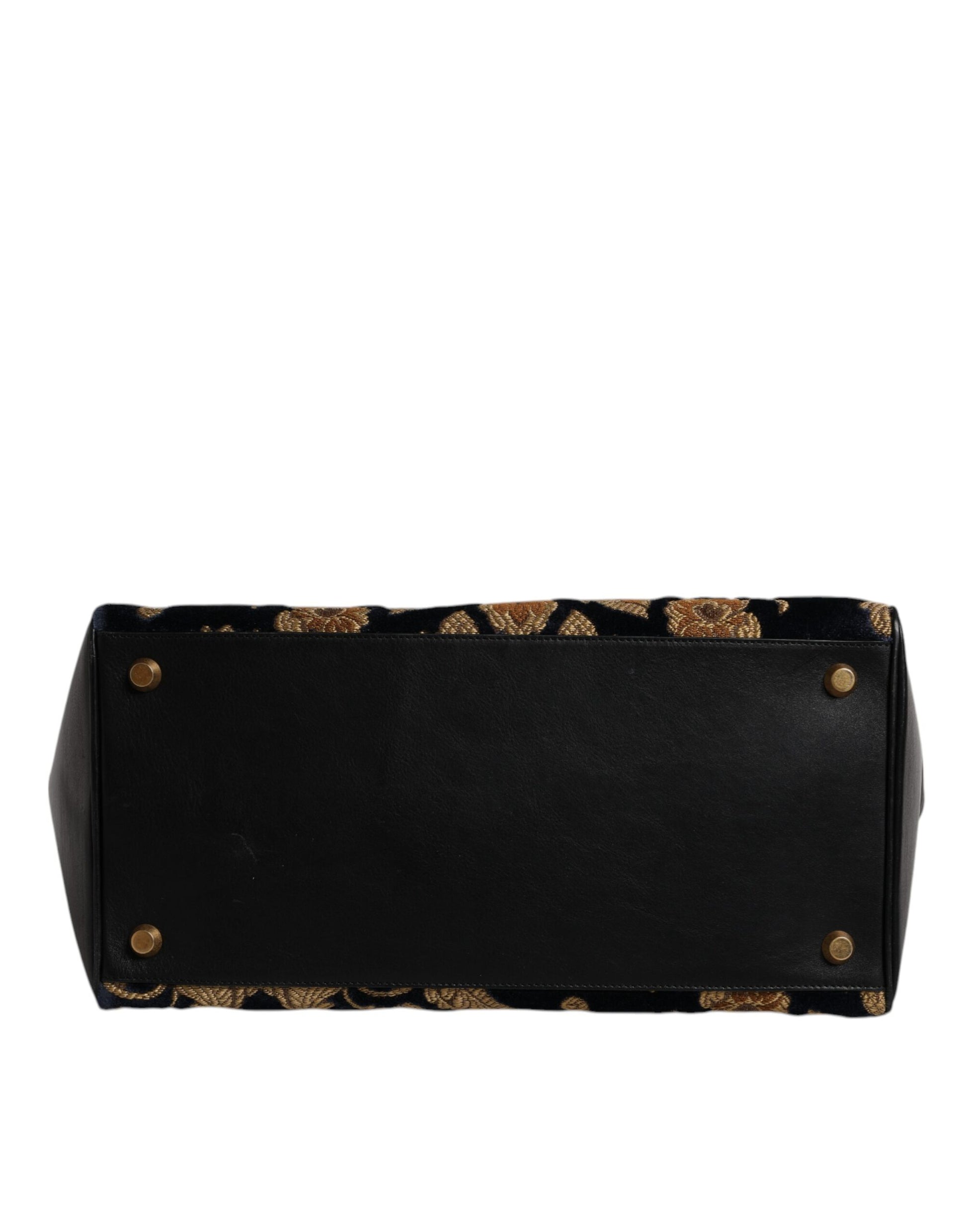 Dolce &amp; Gabbana Schwarze Jacquard-Handtasche mit Blumenmuster, Schultertasche