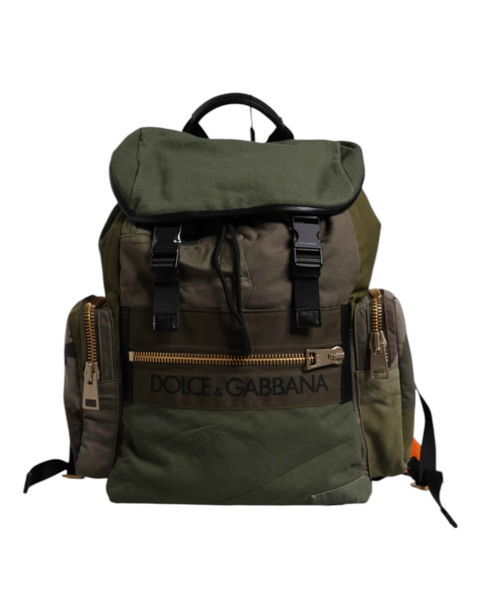 Dolce &amp; Gabbana Militärgrüner Patchwork-Reiserucksack