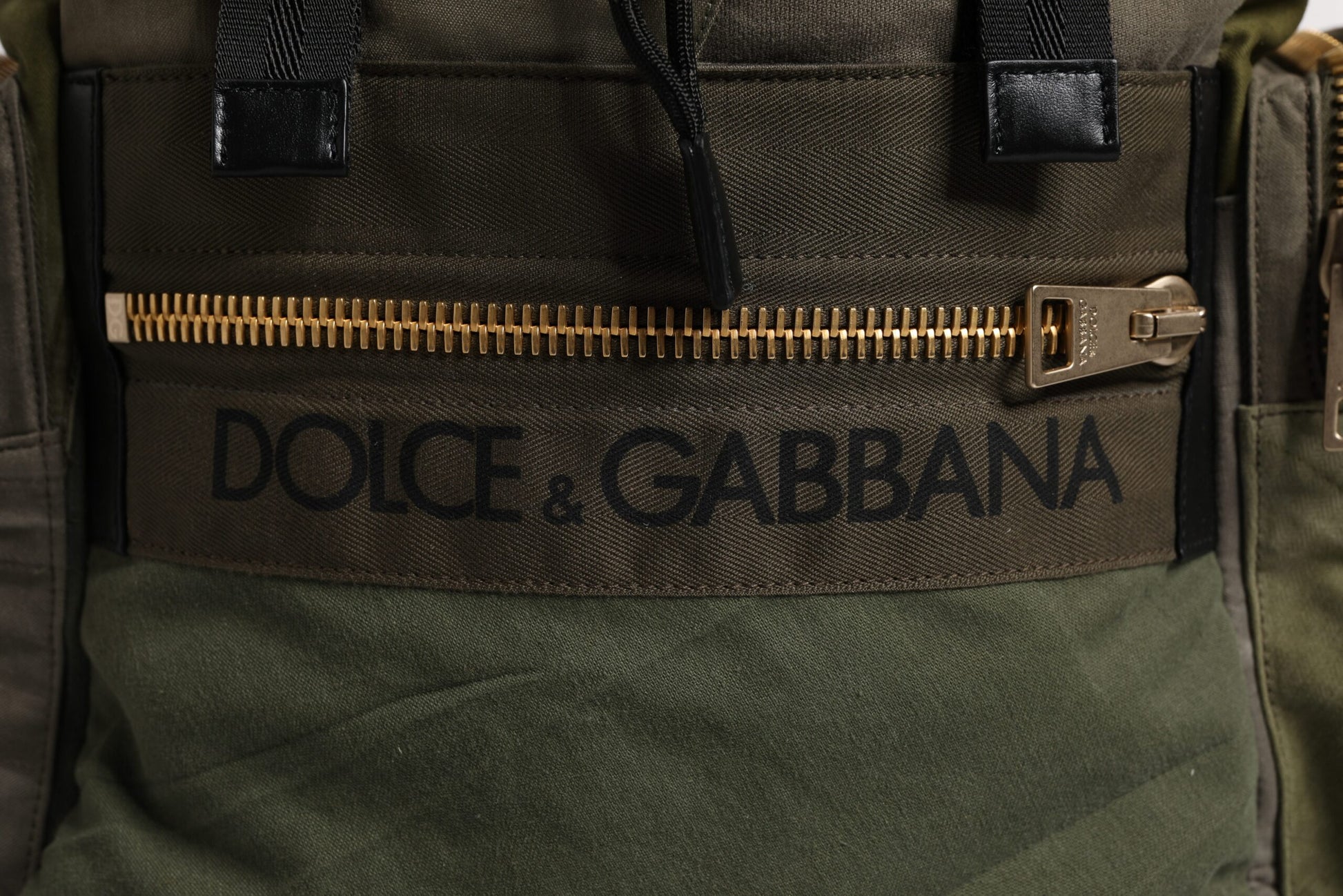 Dolce &amp; Gabbana Militärgrüner Patchwork-Reiserucksack