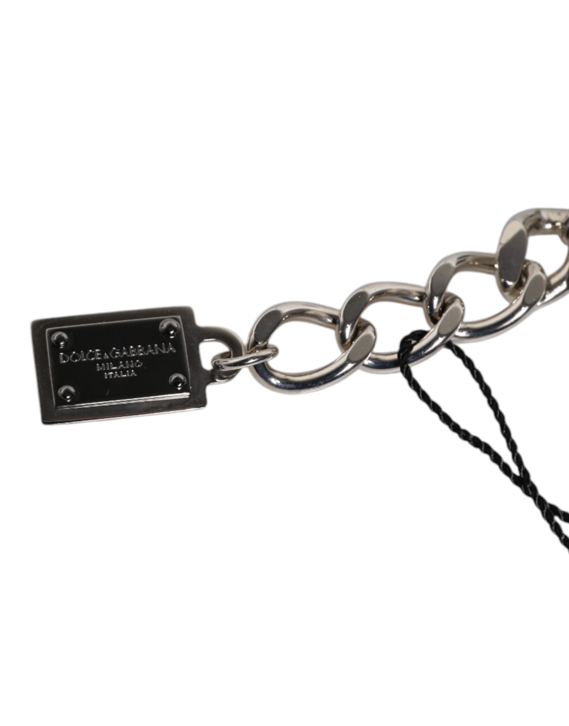 Dolce &amp; Gabbana – Silberfarbenes Charm-Armband mit Würfel-Logo aus Messing