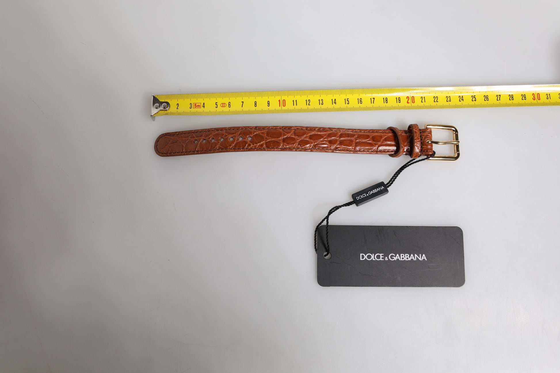 Dolce &amp; Gabbana Armband aus strukturiertem Leder in Braun mit goldener Metallschnalle