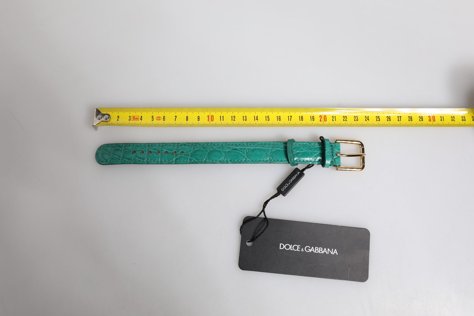 Dolce &amp; Gabbana Armband aus exotischem Leder in Grün mit goldfarbener Metallschnalle