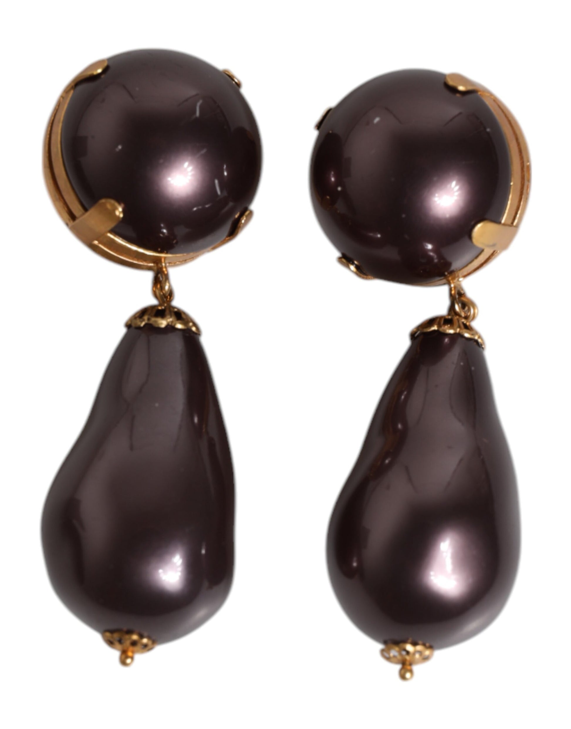 Dolce &amp; Gabbana – Ohrringe aus goldenem Messing mit schwarzen Perlen zum Anklipsen