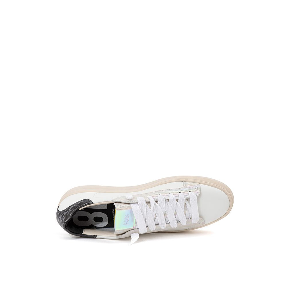 P448 Erweitern Sie Ihr Sneaker-Spiel mit komplett weißen italienischen Lederschuhen