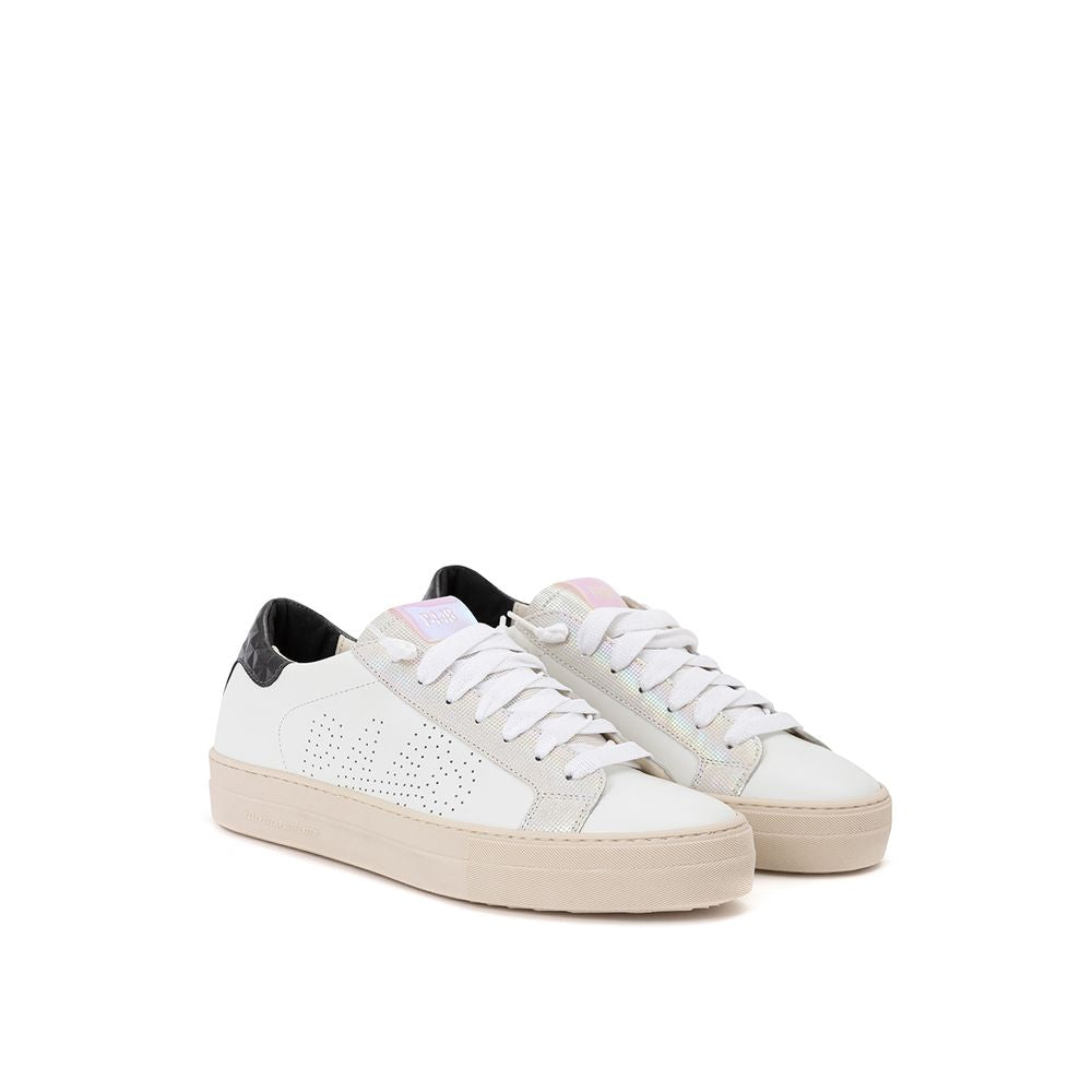 P448 Erweitern Sie Ihr Sneaker-Spiel mit komplett weißen italienischen Lederschuhen
