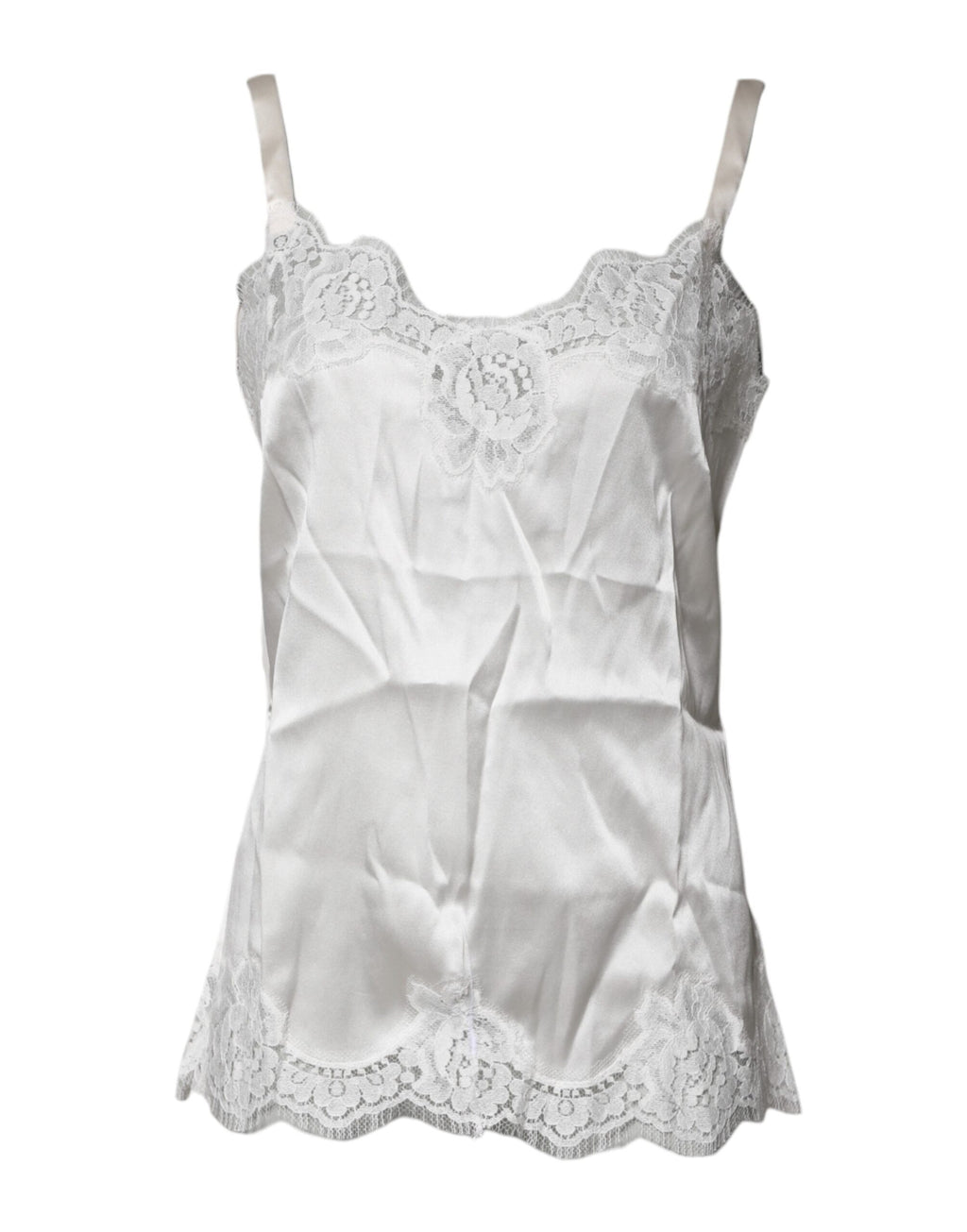 Dolce &amp; Gabbana Top Weiß Satin Spitze Tank Dessous Unterwäsche