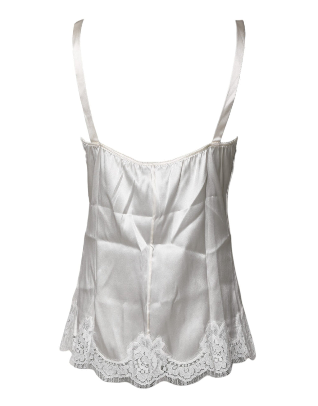 Dolce &amp; Gabbana Top Weiß Satin Spitze Tank Dessous Unterwäsche
