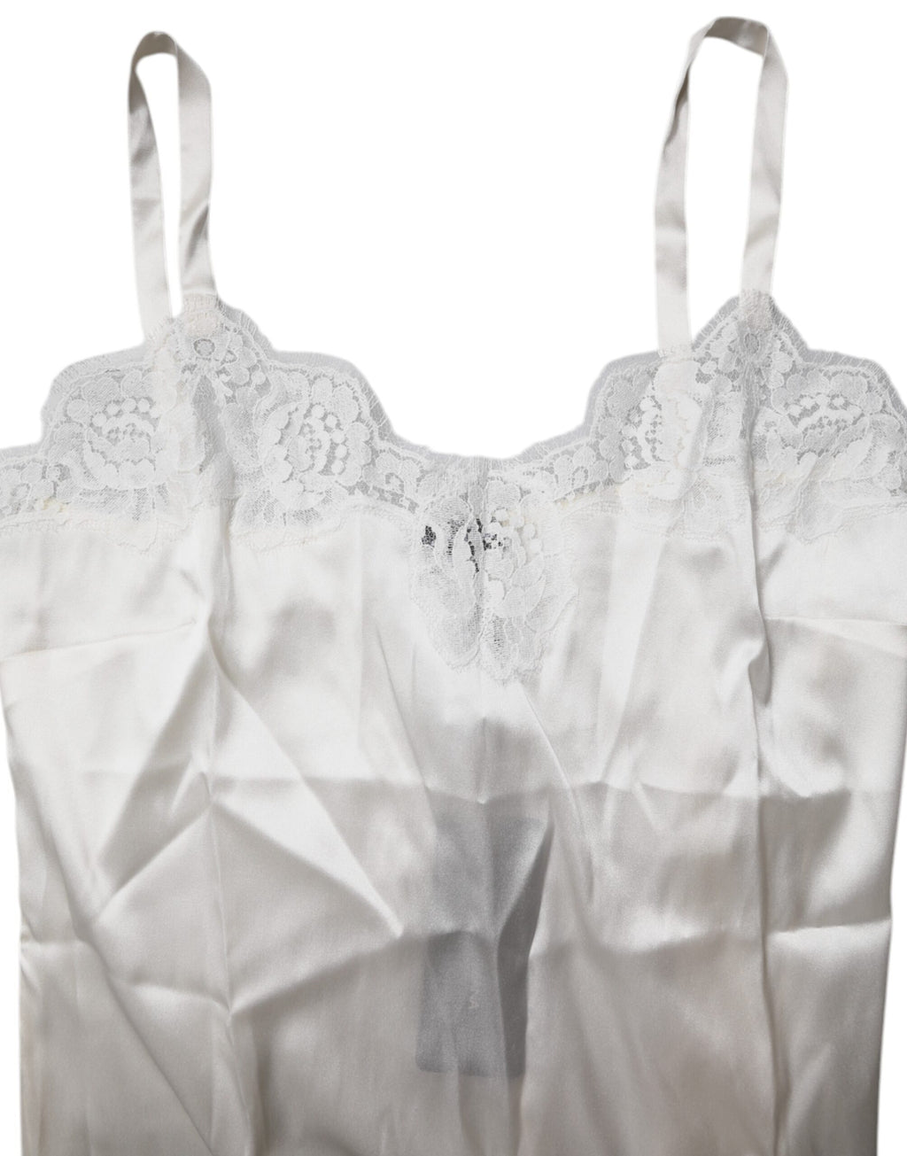 Dolce &amp; Gabbana Top Weiß Satin Spitze Tank Dessous Unterwäsche