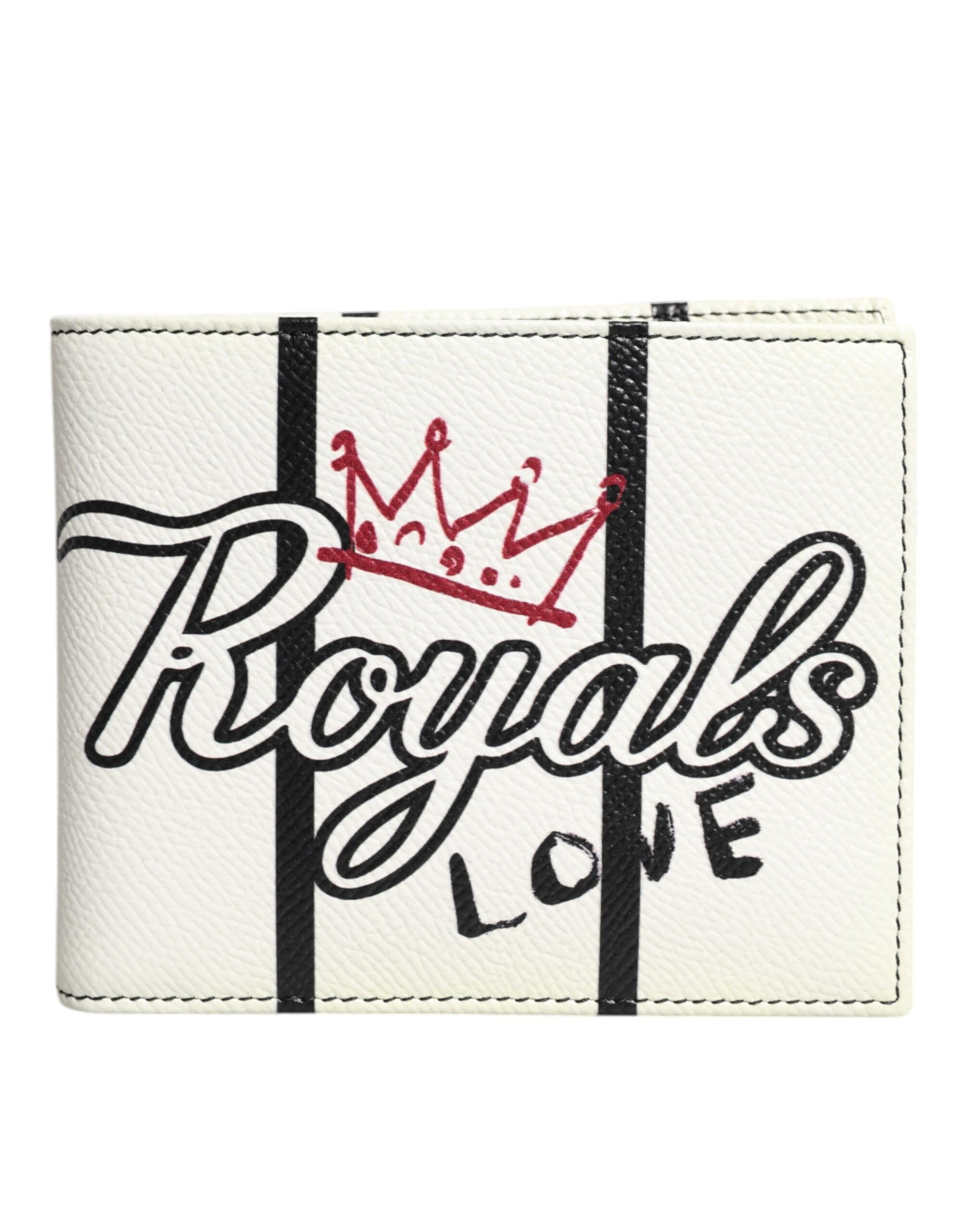 Dolce &amp; Gabbana – DG Crown Royals – Zweifach faltbares Kartenetui aus weißem Leder