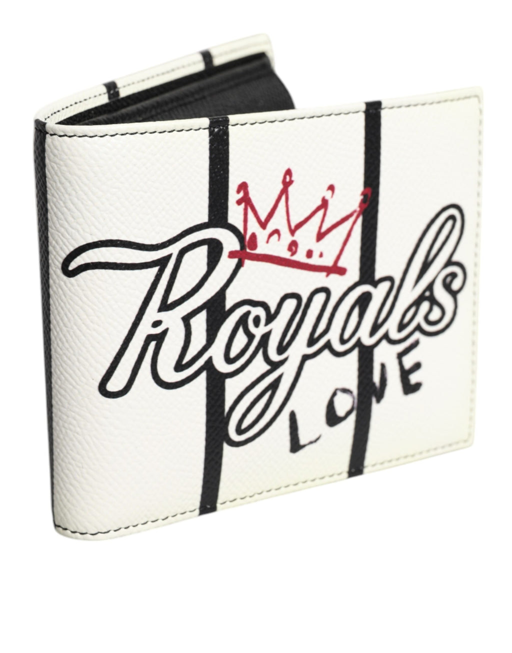 Dolce &amp; Gabbana – DG Crown Royals – Zweifach faltbares Kartenetui aus weißem Leder