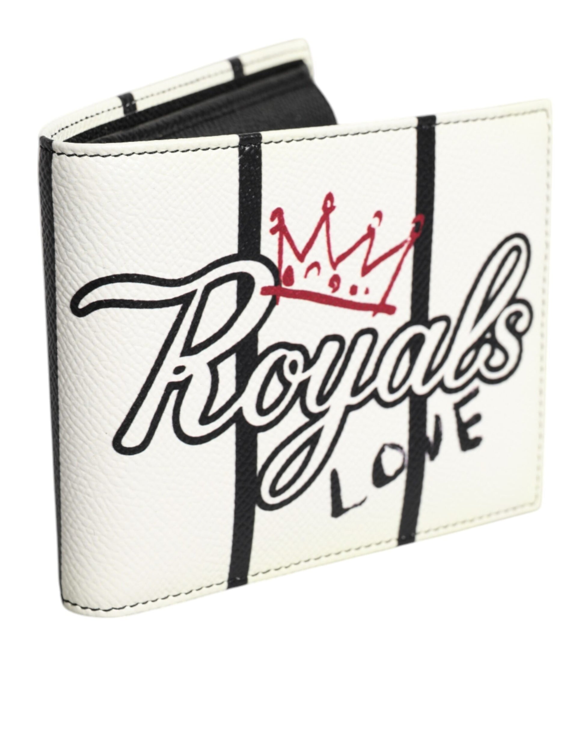 Dolce &amp; Gabbana – DG Crown Royals – Zweifach faltbares Kartenetui aus weißem Leder