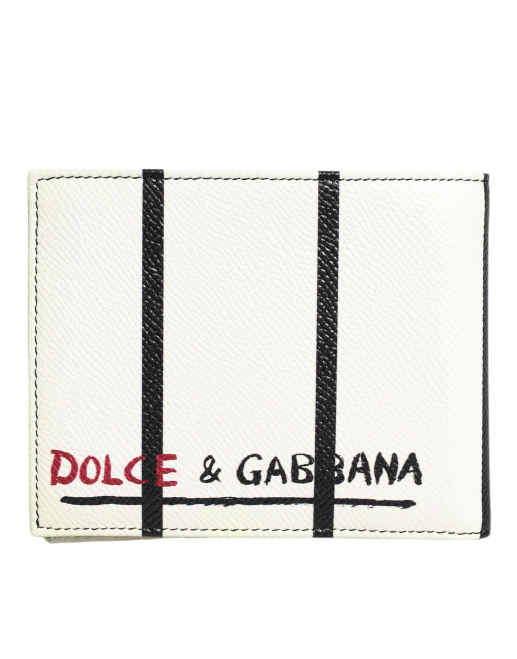 Dolce &amp; Gabbana – DG Crown Royals – Zweifach faltbares Kartenetui aus weißem Leder