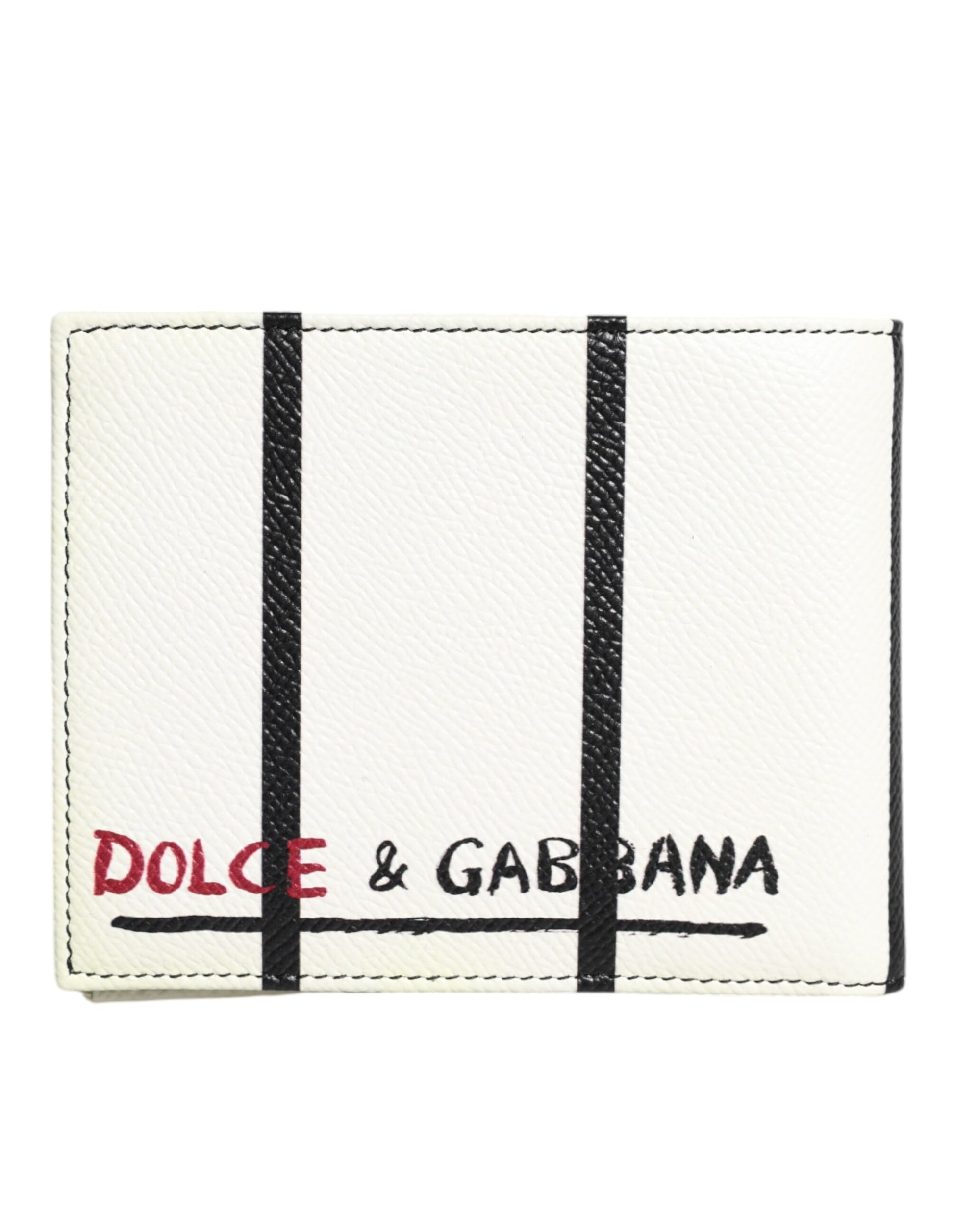 Dolce &amp; Gabbana – DG Crown Royals – Zweifach faltbares Kartenetui aus weißem Leder