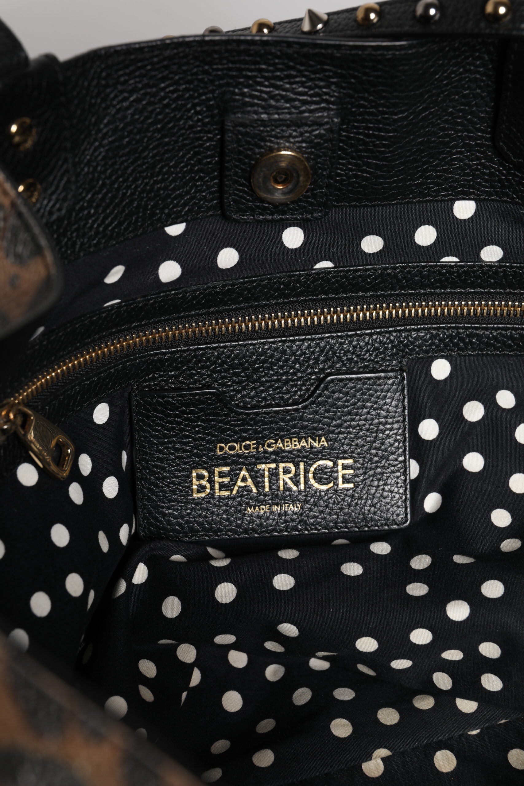 Dolce &amp; Gabbana Braune Tragetasche BEATRICE aus Leder mit Logo-Plakette und Leopardenmuster