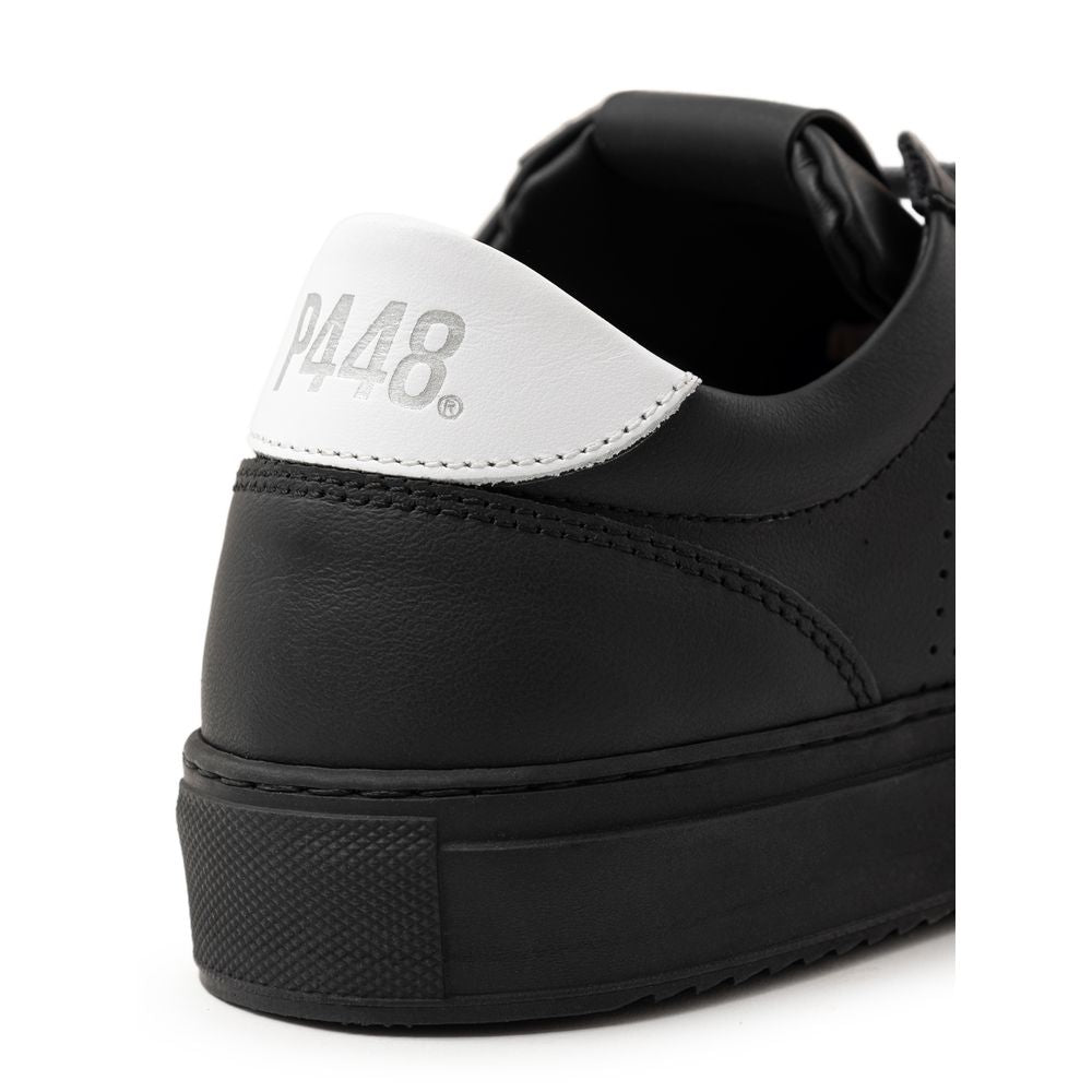 P448 Schwarzer Ledersneaker