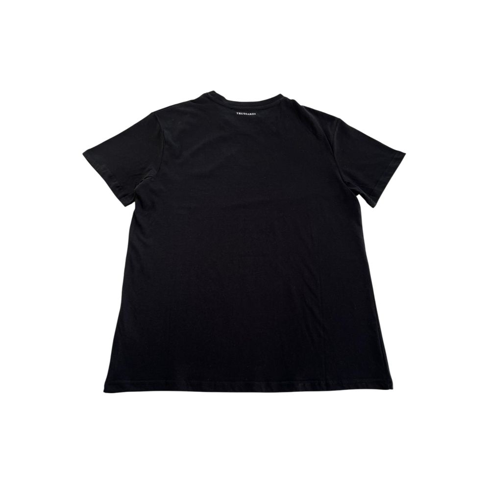 Trussardi Beachwear Schwarzes Herren-T-Shirt aus Baumwolle