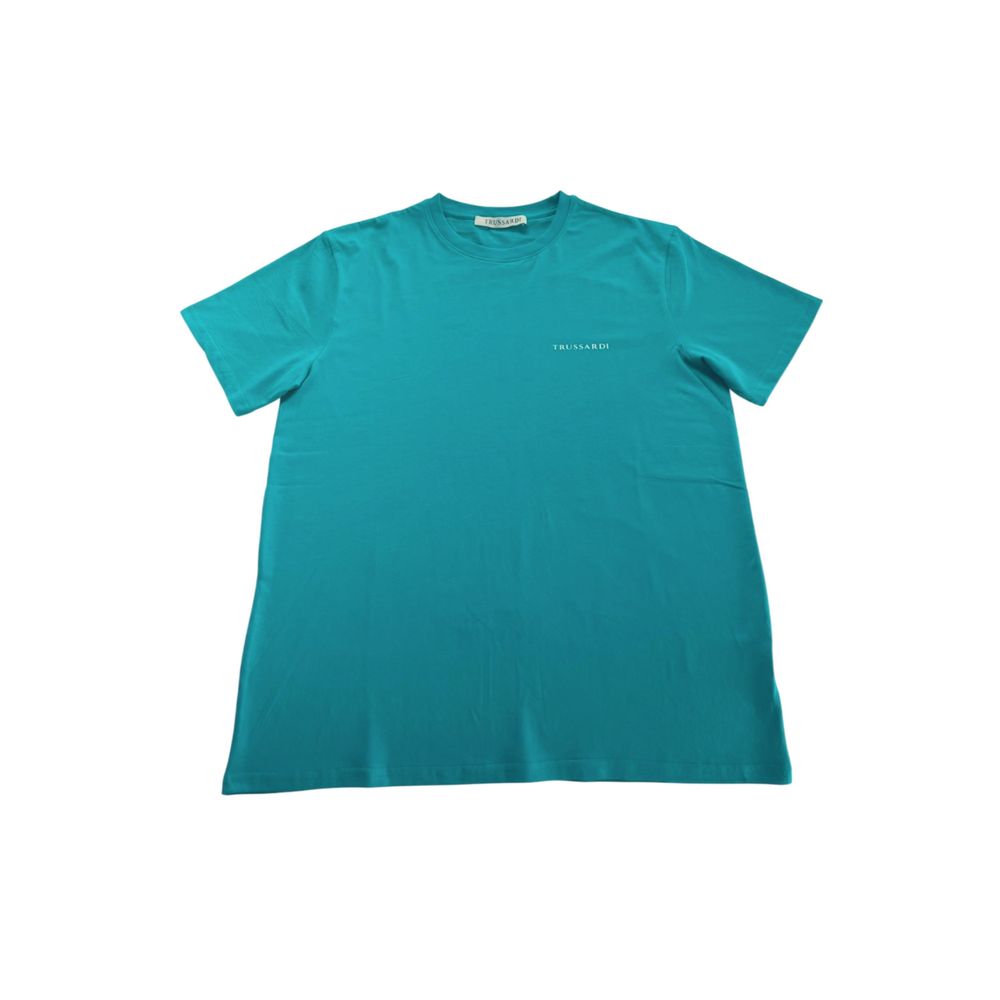 Trussardi Beachwear Hellblaues Herren-T-Shirt aus Baumwolle