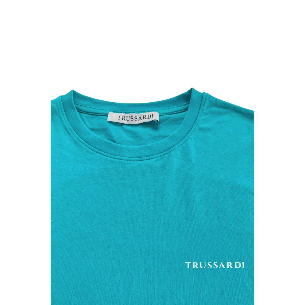 Trussardi Beachwear Hellblaues Herren-T-Shirt aus Baumwolle