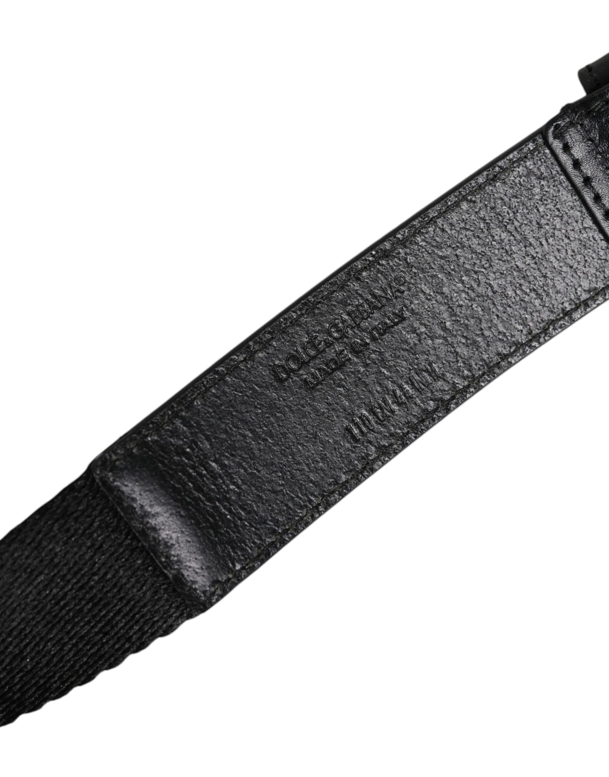 Dolce &amp; Gabbana Gürtel mit Metallschnalle und Logo in Schwarz und Weiß