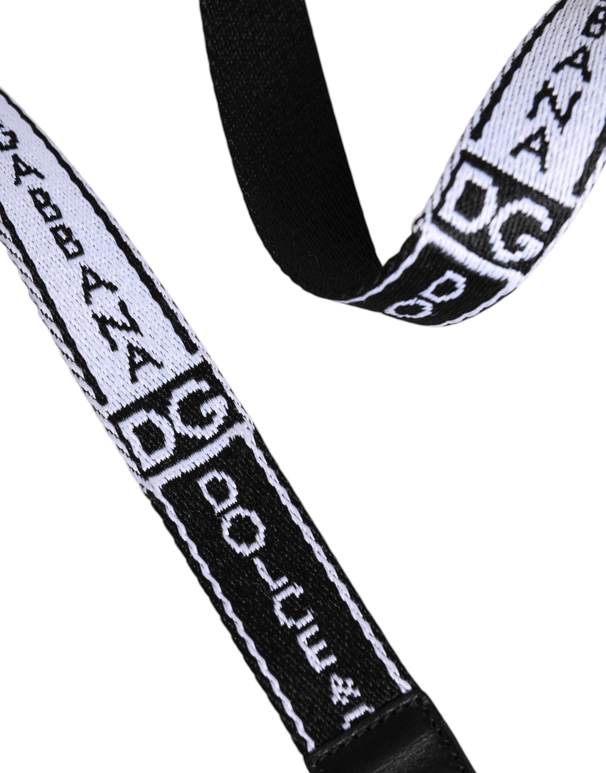 Dolce &amp; Gabbana Gürtel mit Metallschnalle und Logo in Schwarz und Weiß