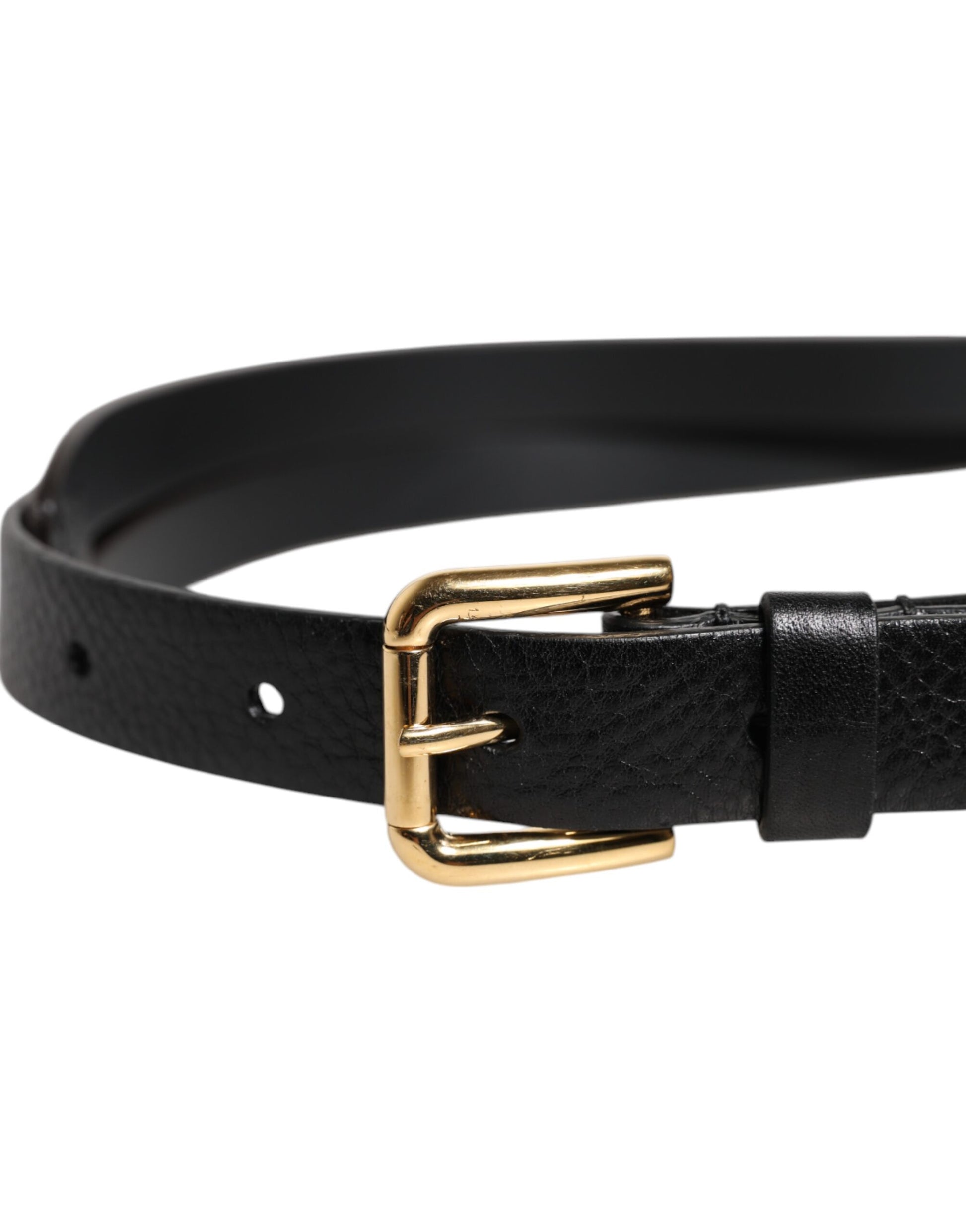Dolce &amp; Gabbana Schwarzer Leoparden-Gürtel mit goldener Metallschnalle